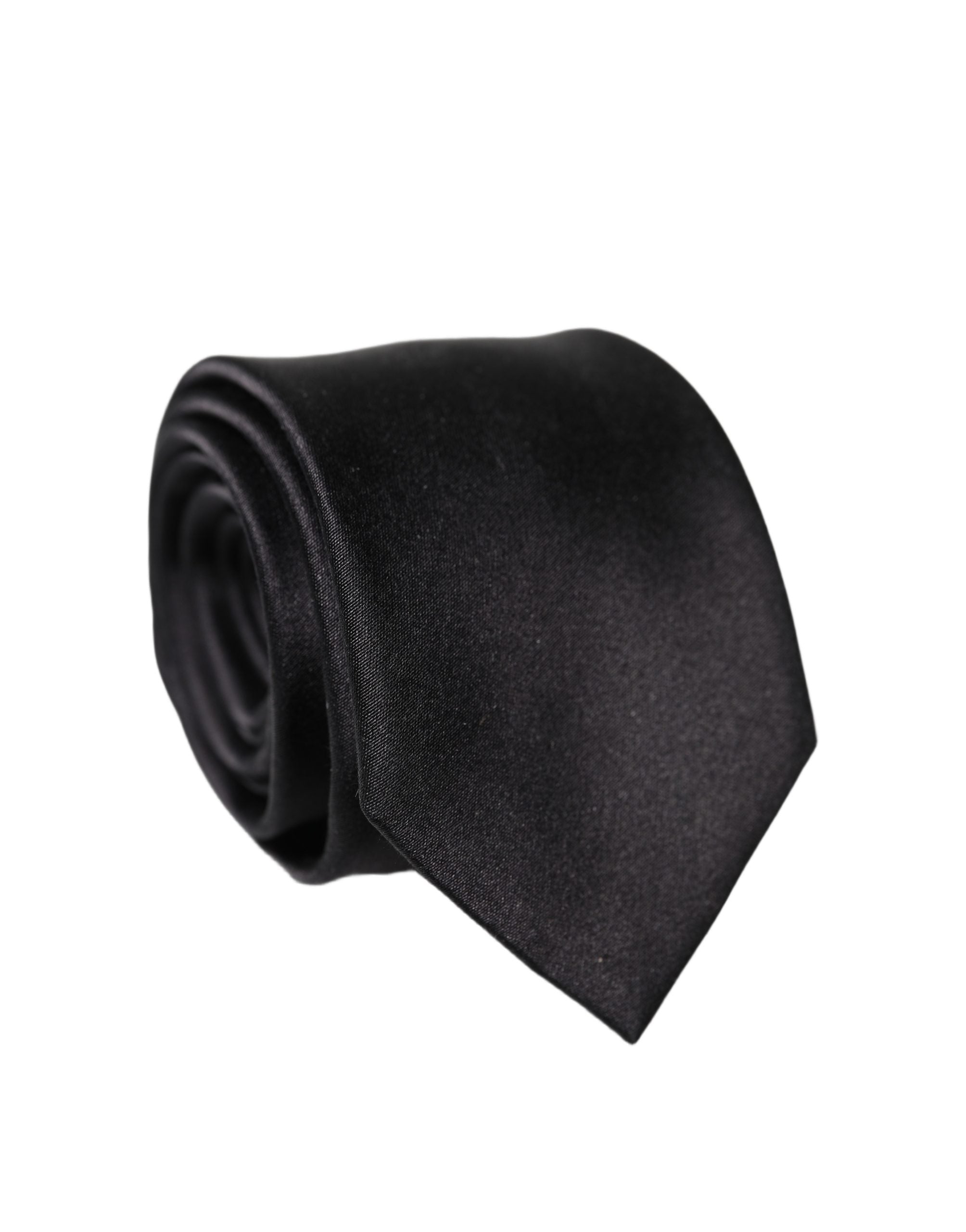 Dolce & Gabbana Black Solid Silk Satin Wide Adjustable Men Necktie Tie Dolce & Gabbana