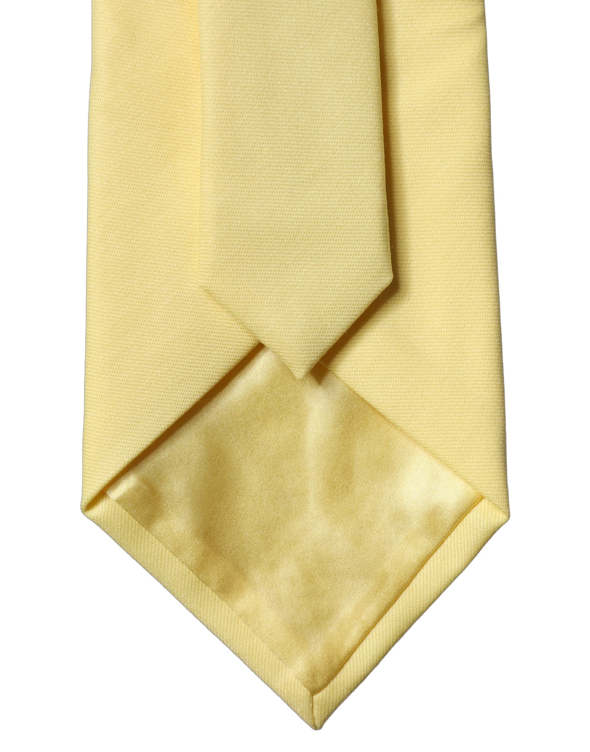 Dolce & Gabbana Yellow Solid Satin Silk Adjustable Women Tied Necktie Tie Dolce & Gabbana