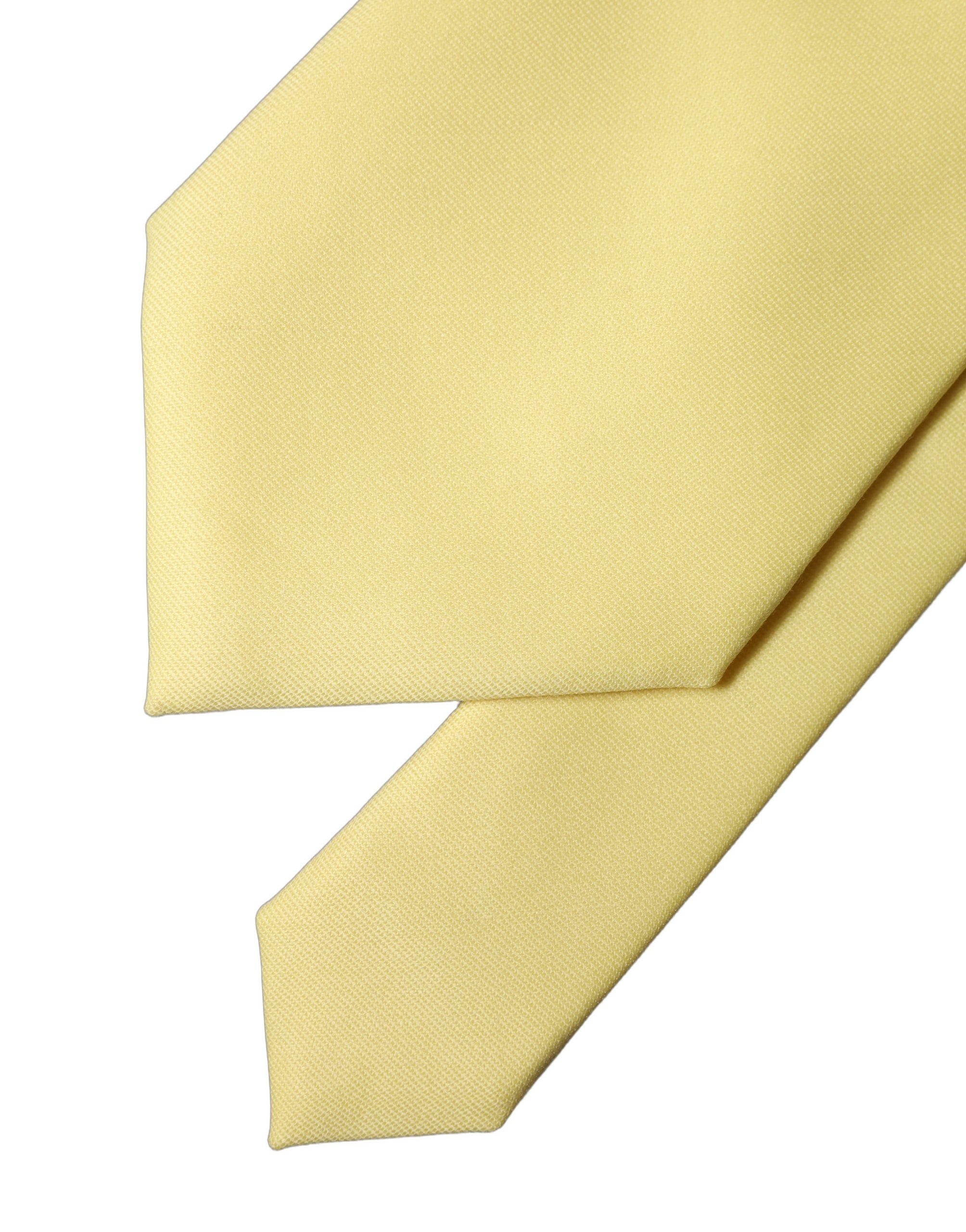Dolce & Gabbana Yellow Solid Satin Silk Adjustable Women Tied Necktie Tie Dolce & Gabbana