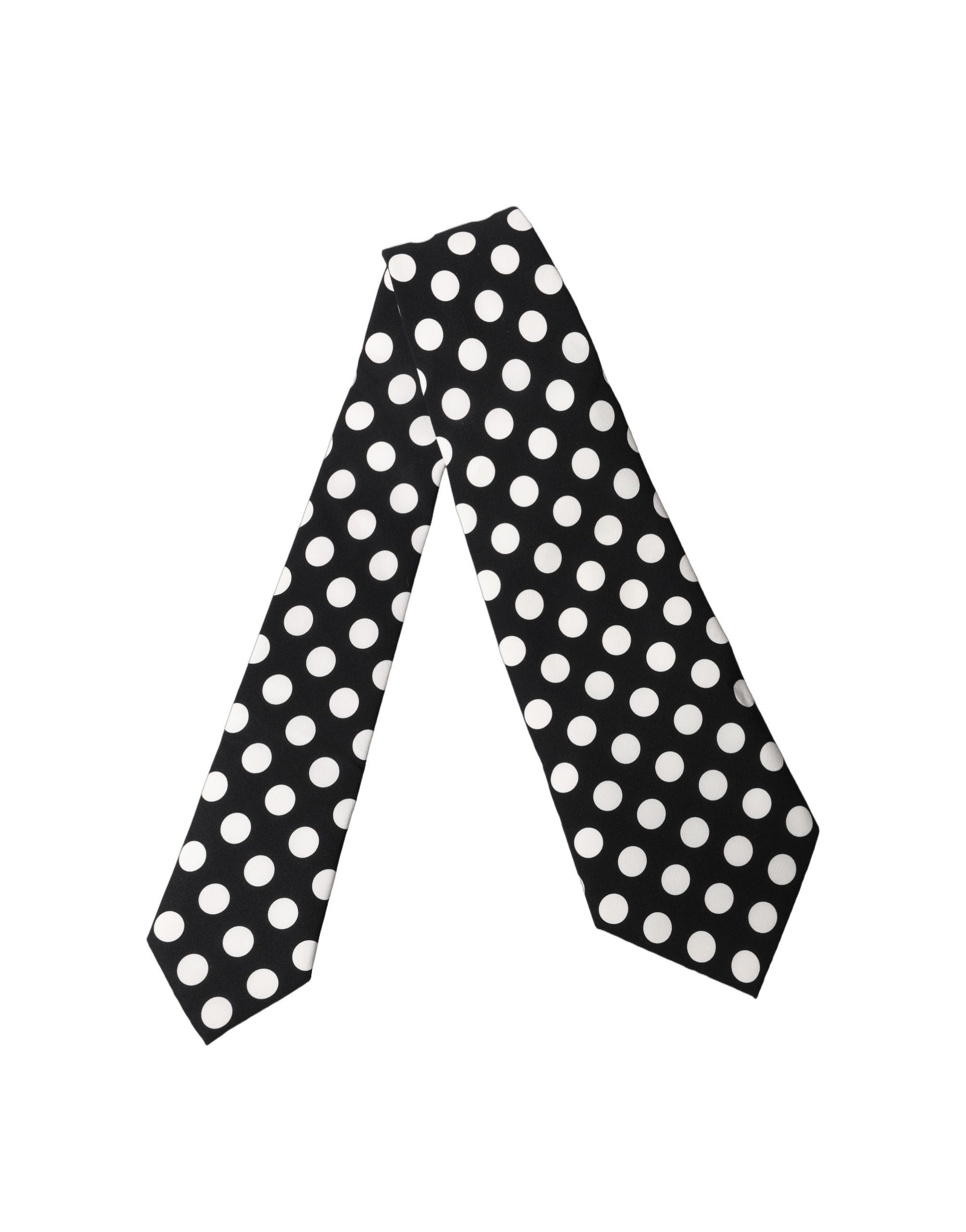 Dolce & Gabbana Black White Polka Dot Silk Adjustable Women Necktie Tie Dolce & Gabbana