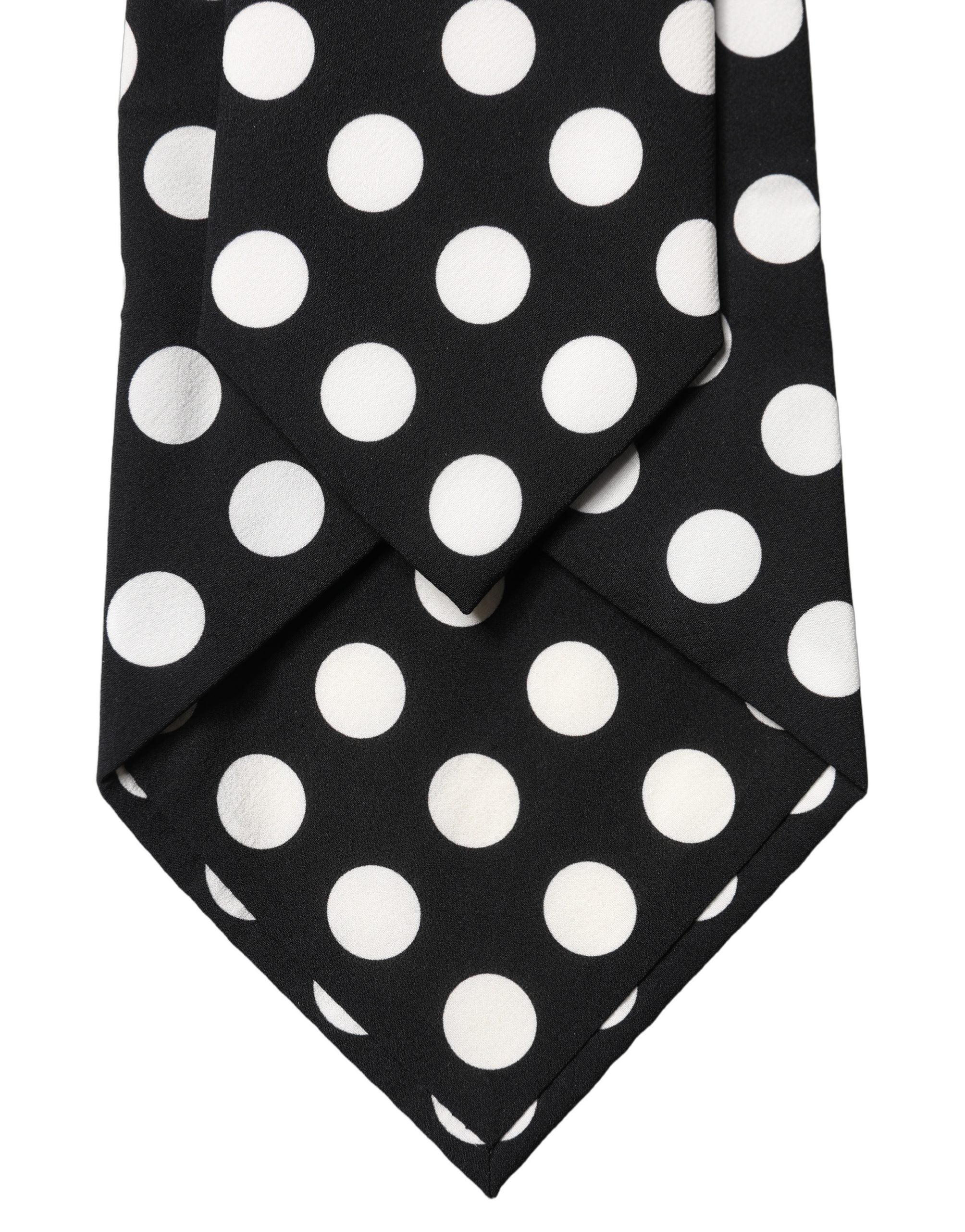 Dolce & Gabbana Black White Polka Dot Silk Adjustable Women Necktie Tie Dolce & Gabbana