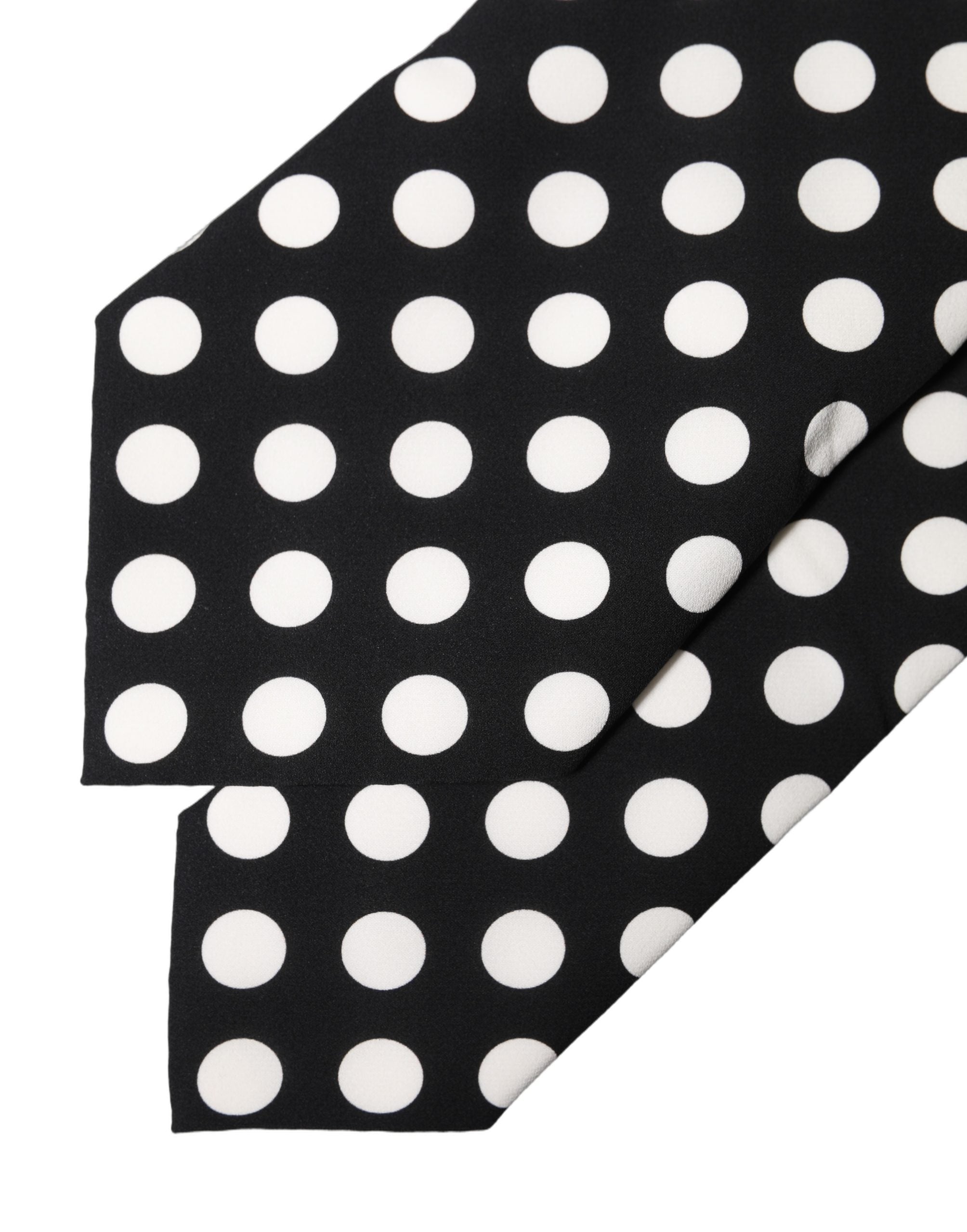 Dolce & Gabbana Black White Polka Dot Silk Adjustable Women Necktie Tie Dolce & Gabbana