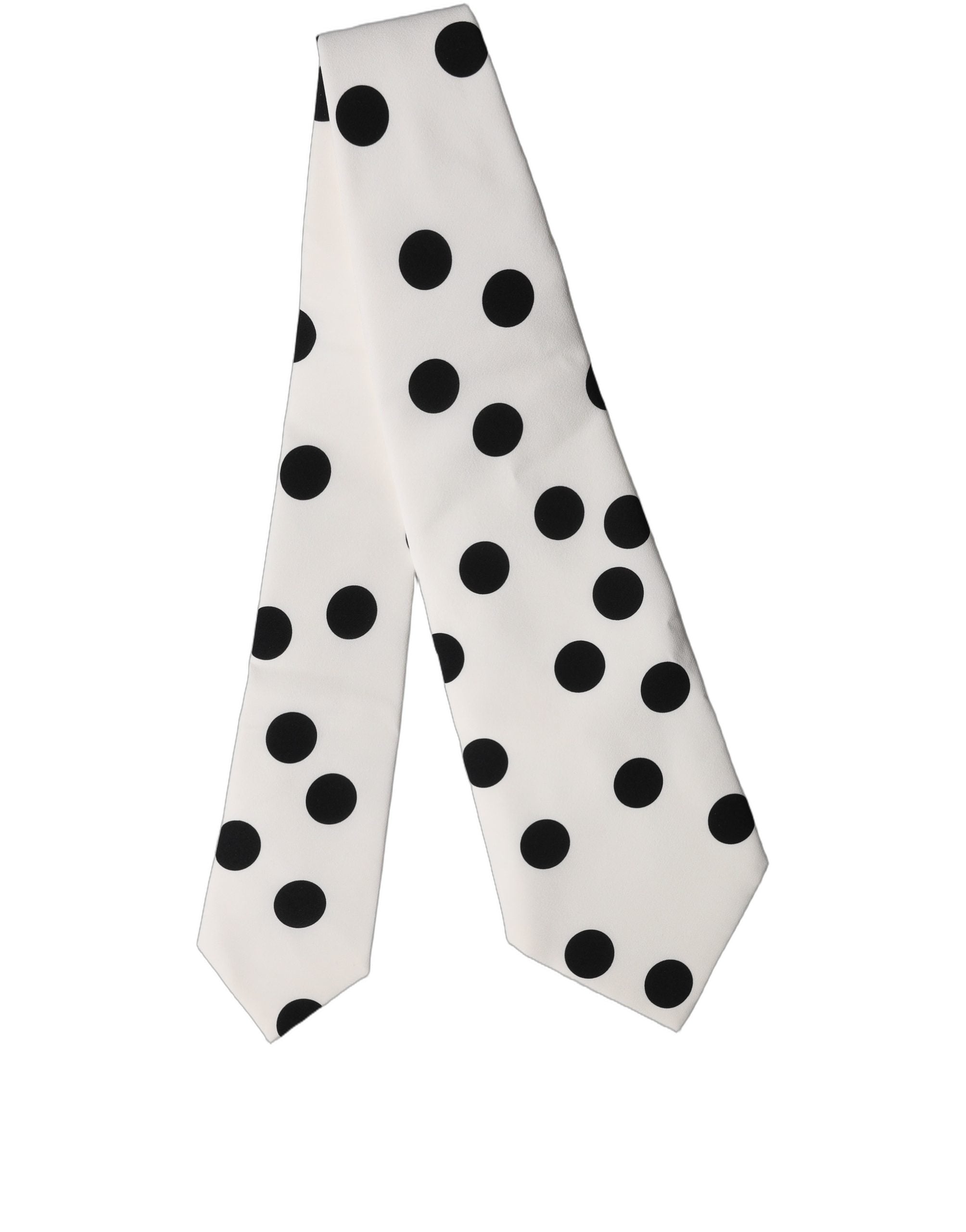 Dolce & Gabbana White Black Polka Dot Silk Adjustable Women Necktie Tie Dolce & Gabbana