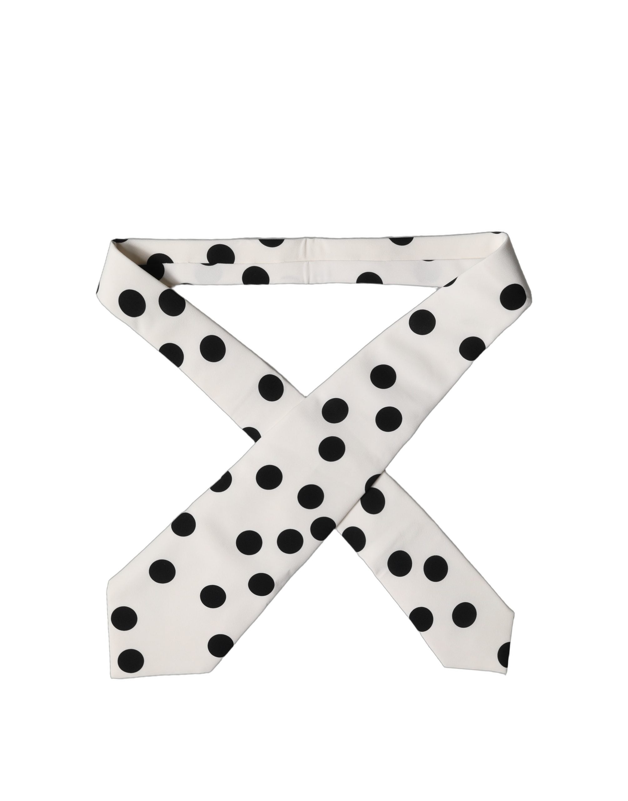 Dolce & Gabbana White Black Polka Dot Silk Adjustable Women Necktie Tie Dolce & Gabbana
