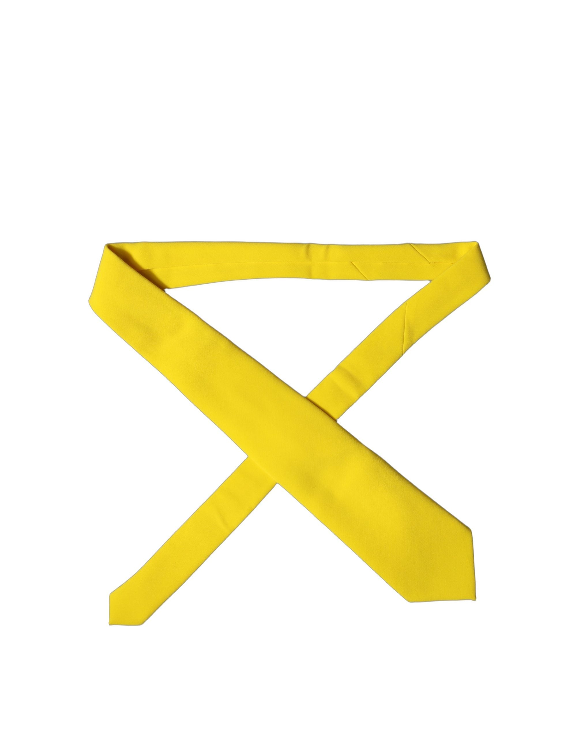 Dolce & Gabbana Yellow Solid Polyester Adjustable Women Tied Necktie Tie Dolce & Gabbana