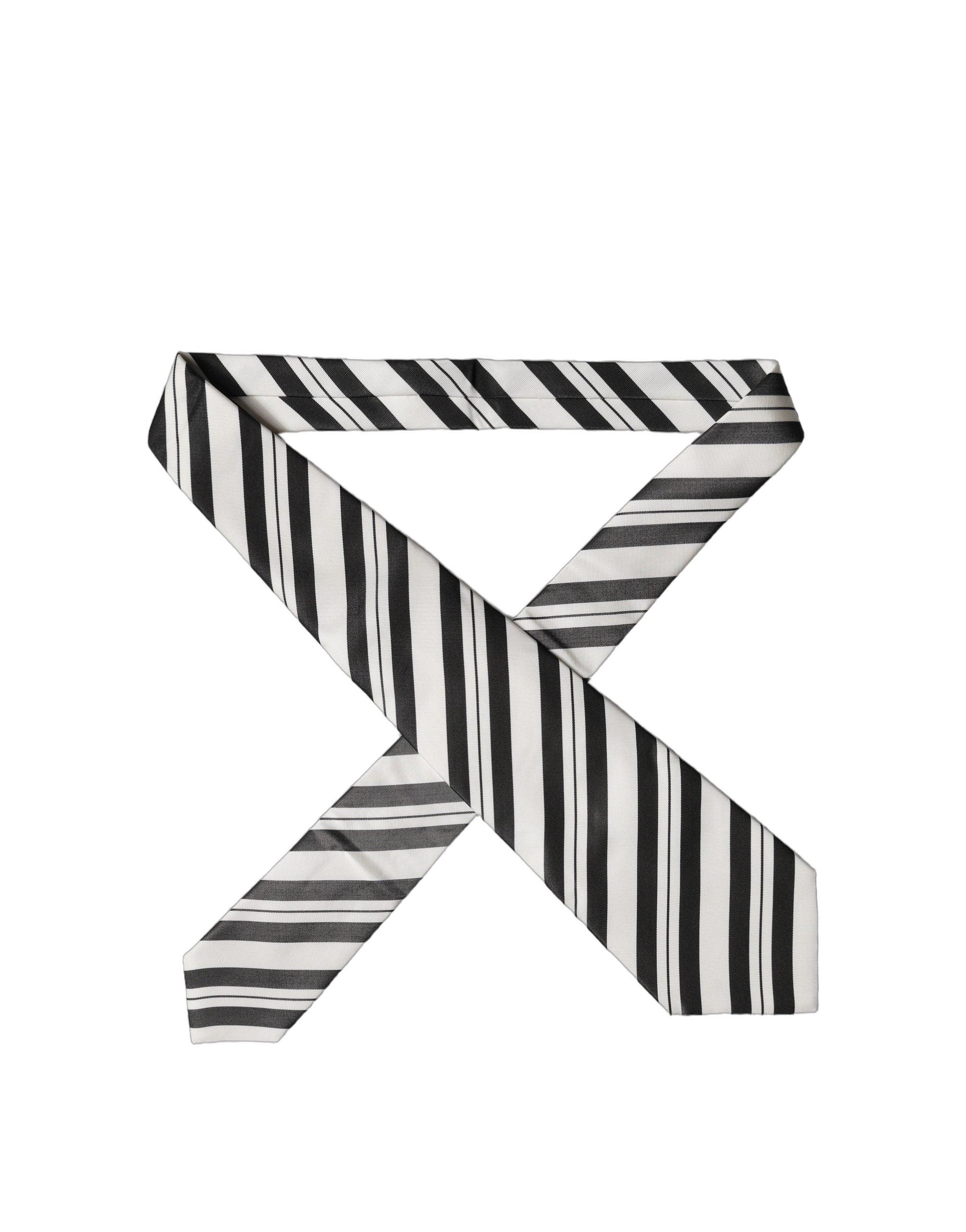 Dolce & Gabbana Black White Stripes Silk Adjustable Women Necktie Tie Dolce & Gabbana