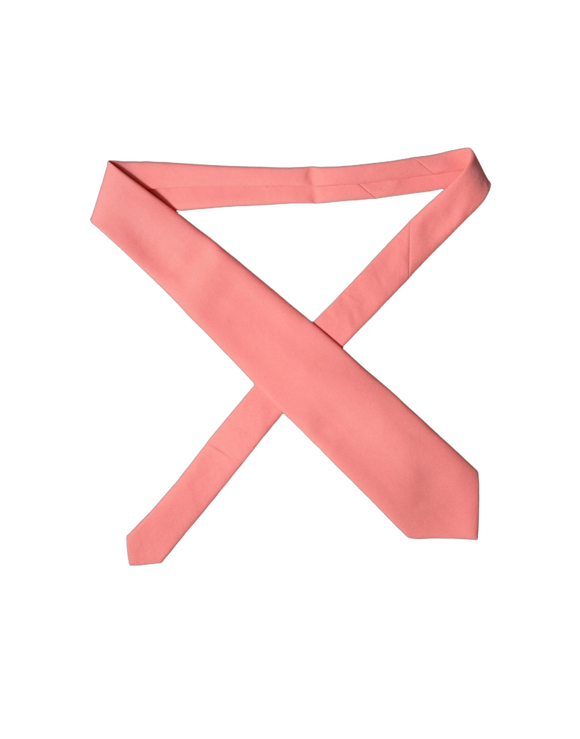 Dolce & Gabbana Coral Pink Polyester Adjustable Women Tied Necktie Tie Dolce & Gabbana