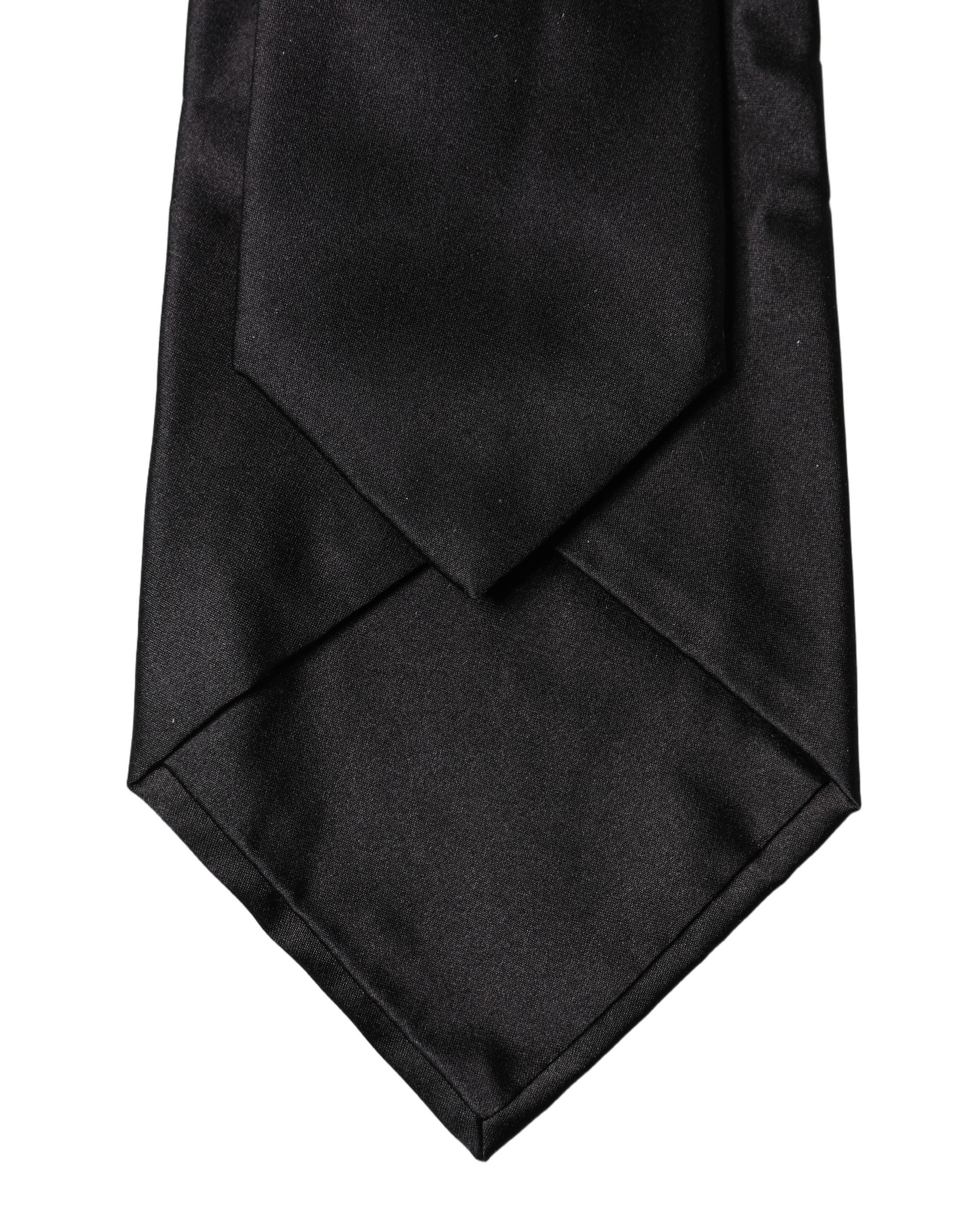 Dolce & Gabbana Black Satin Silk Blend Adjustable Women Tied Necktie Tie Dolce & Gabbana
