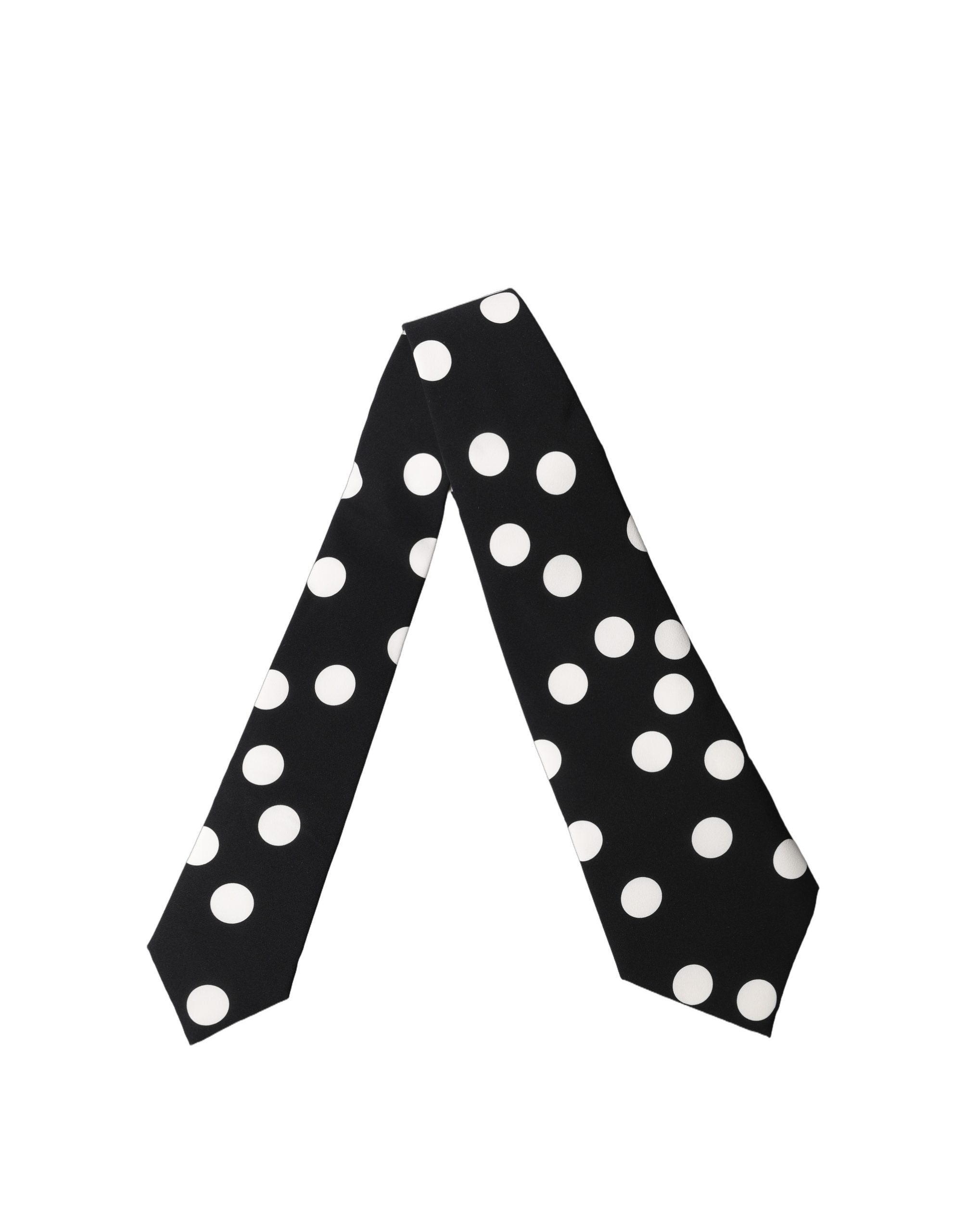 Dolce & Gabbana Black White Polka Dot Silk Adjustable Women Necktie Tie Dolce & Gabbana