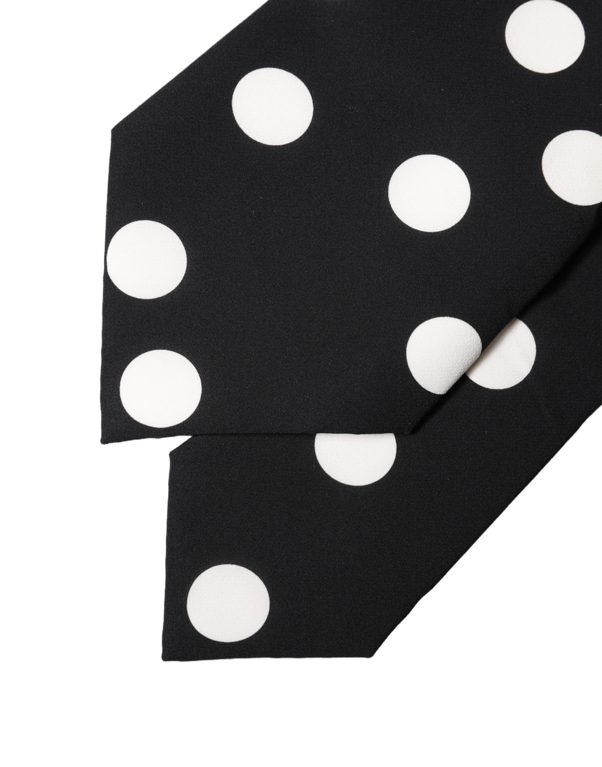 Dolce & Gabbana Black White Polka Dot Silk Adjustable Women Necktie Tie Dolce & Gabbana