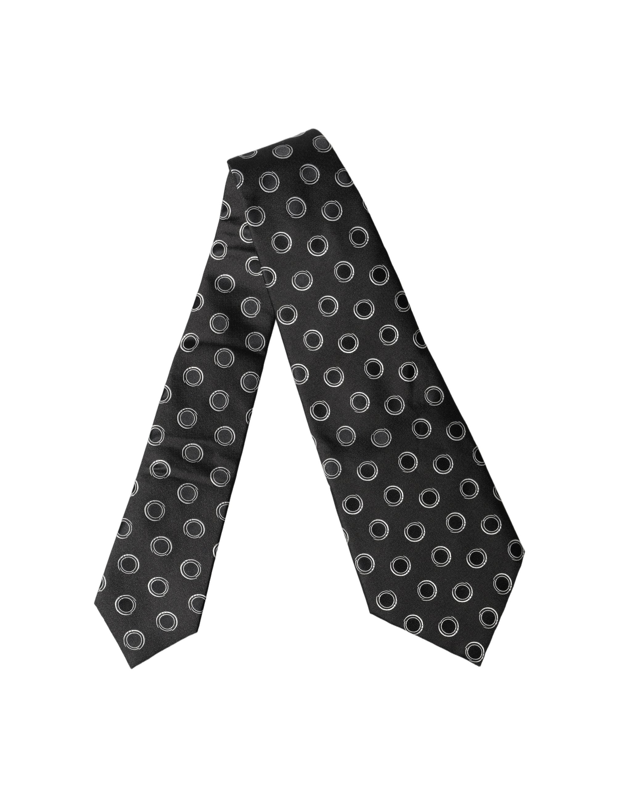 Dolce & Gabbana Black White Polka Dot Silk Adjustable Women Necktie Tie Dolce & Gabbana