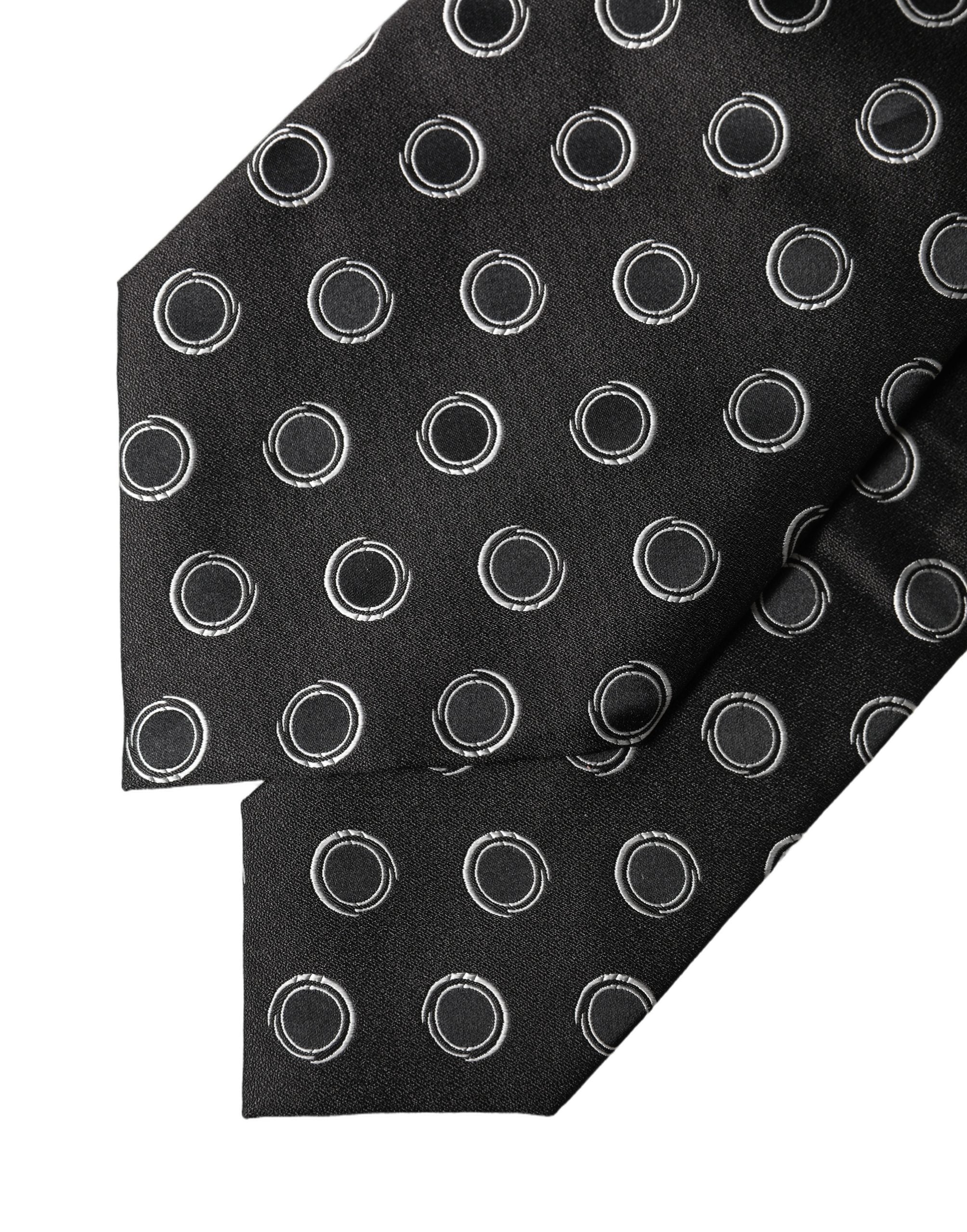 Dolce & Gabbana Black White Polka Dot Silk Adjustable Women Necktie Tie Dolce & Gabbana