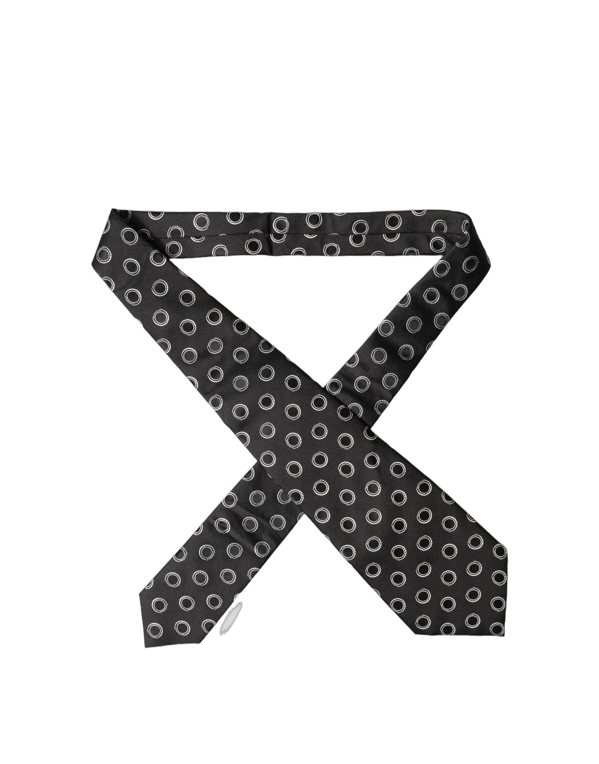 Dolce & Gabbana Black White Polka Dot Silk Adjustable Women Necktie Tie Dolce & Gabbana