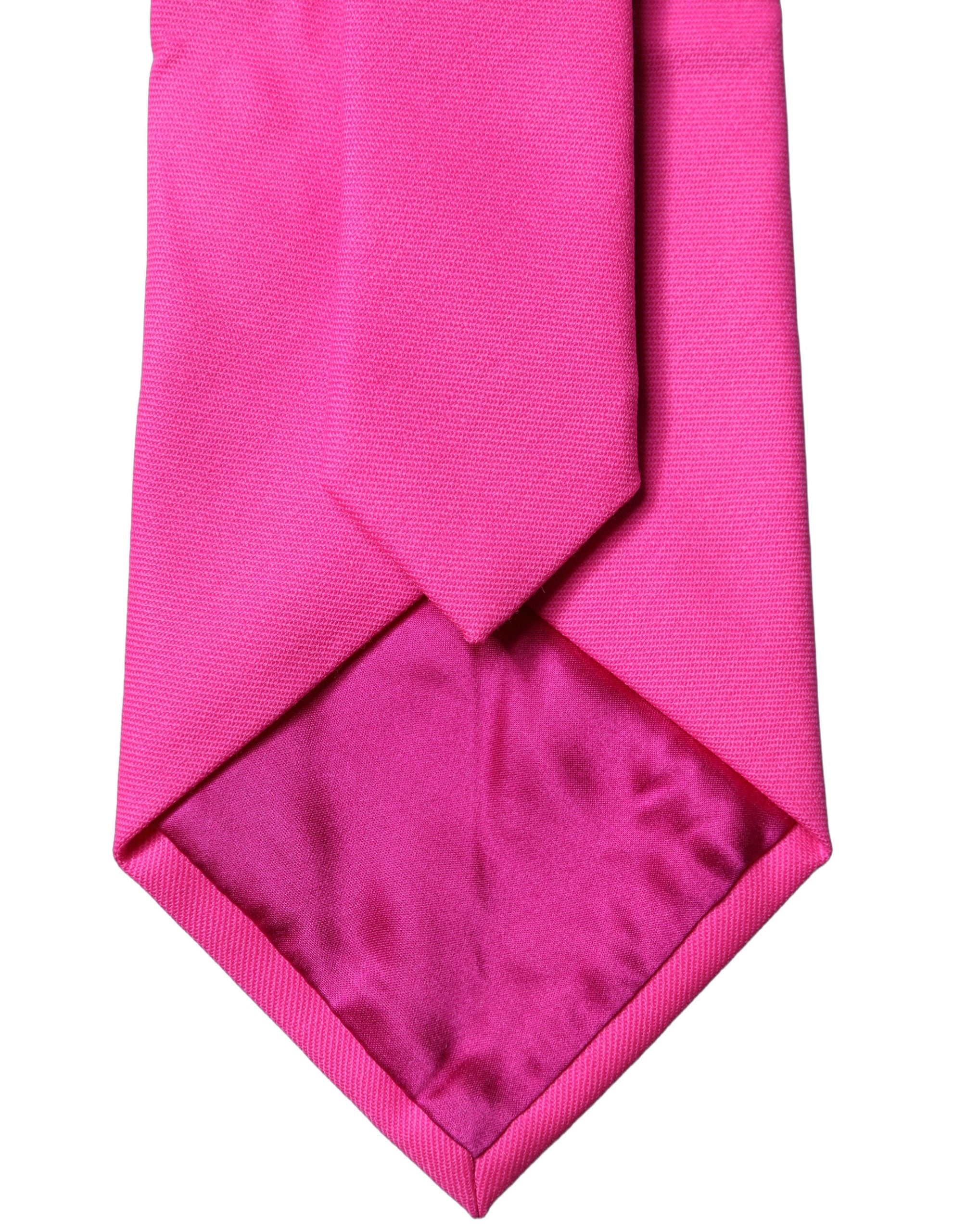 Dolce & Gabbana Neon Pink Solid Satin Silk Adjustable Women Necktie Tie Dolce & Gabbana