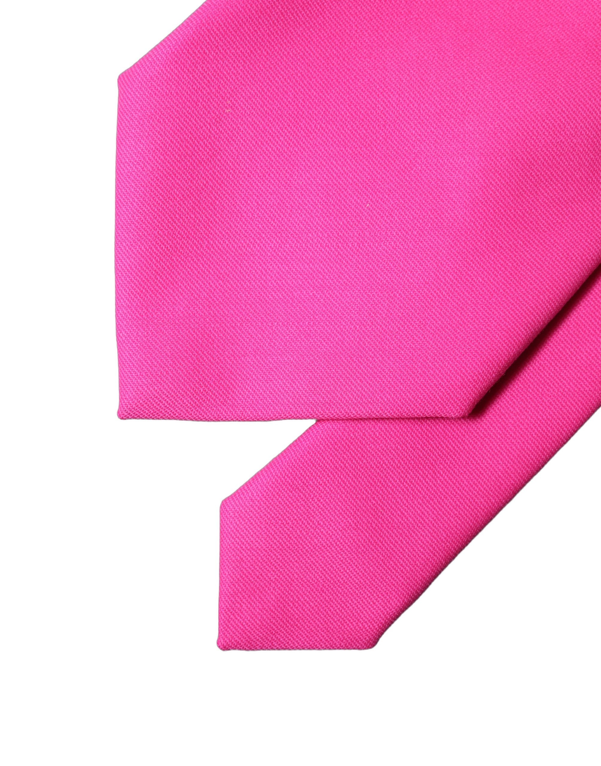 Dolce & Gabbana Neon Pink Solid Satin Silk Adjustable Women Necktie Tie Dolce & Gabbana