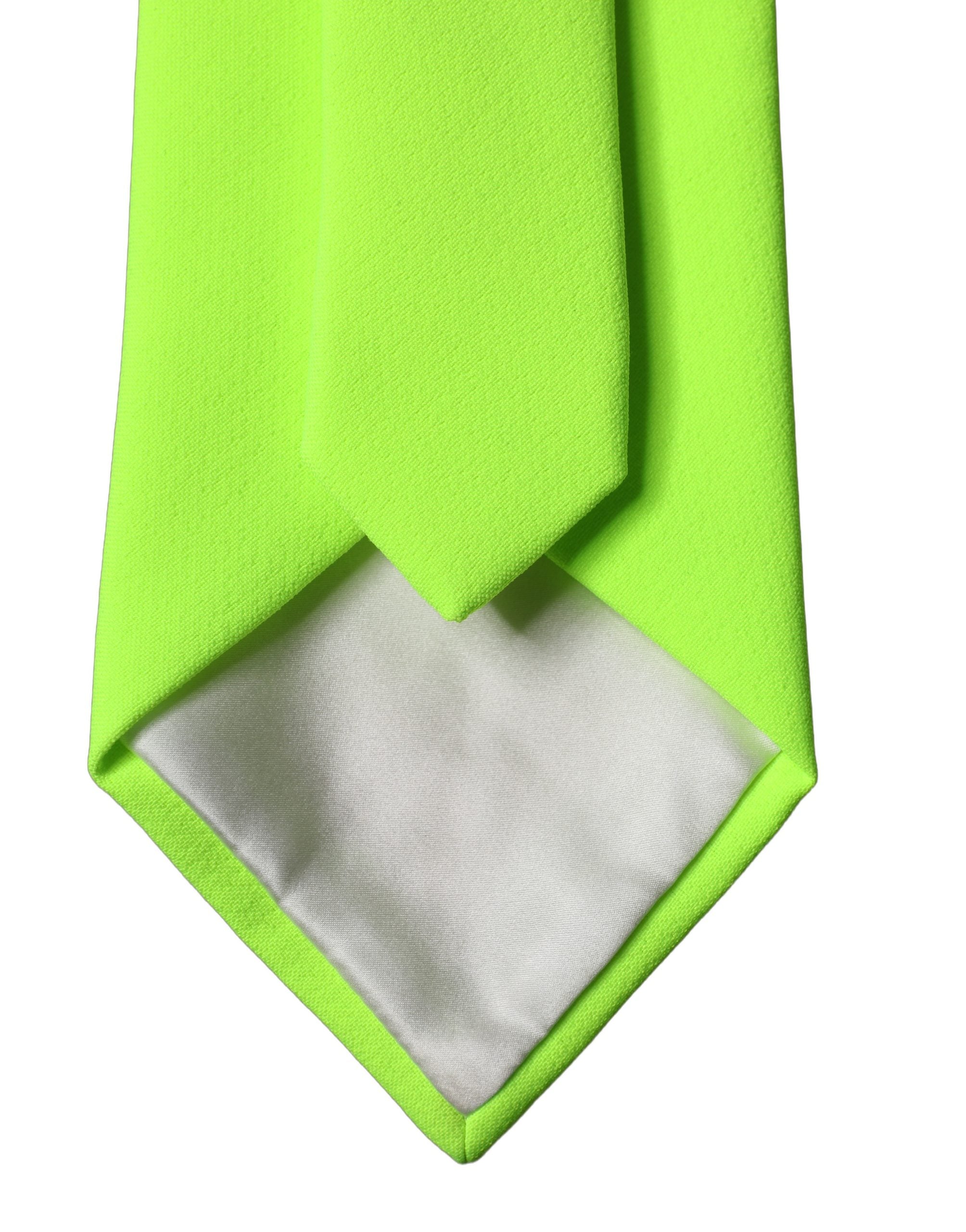 Dolce & Gabbana Neon Green Polyester Adjustable Women Tied Necktie Tie Dolce & Gabbana