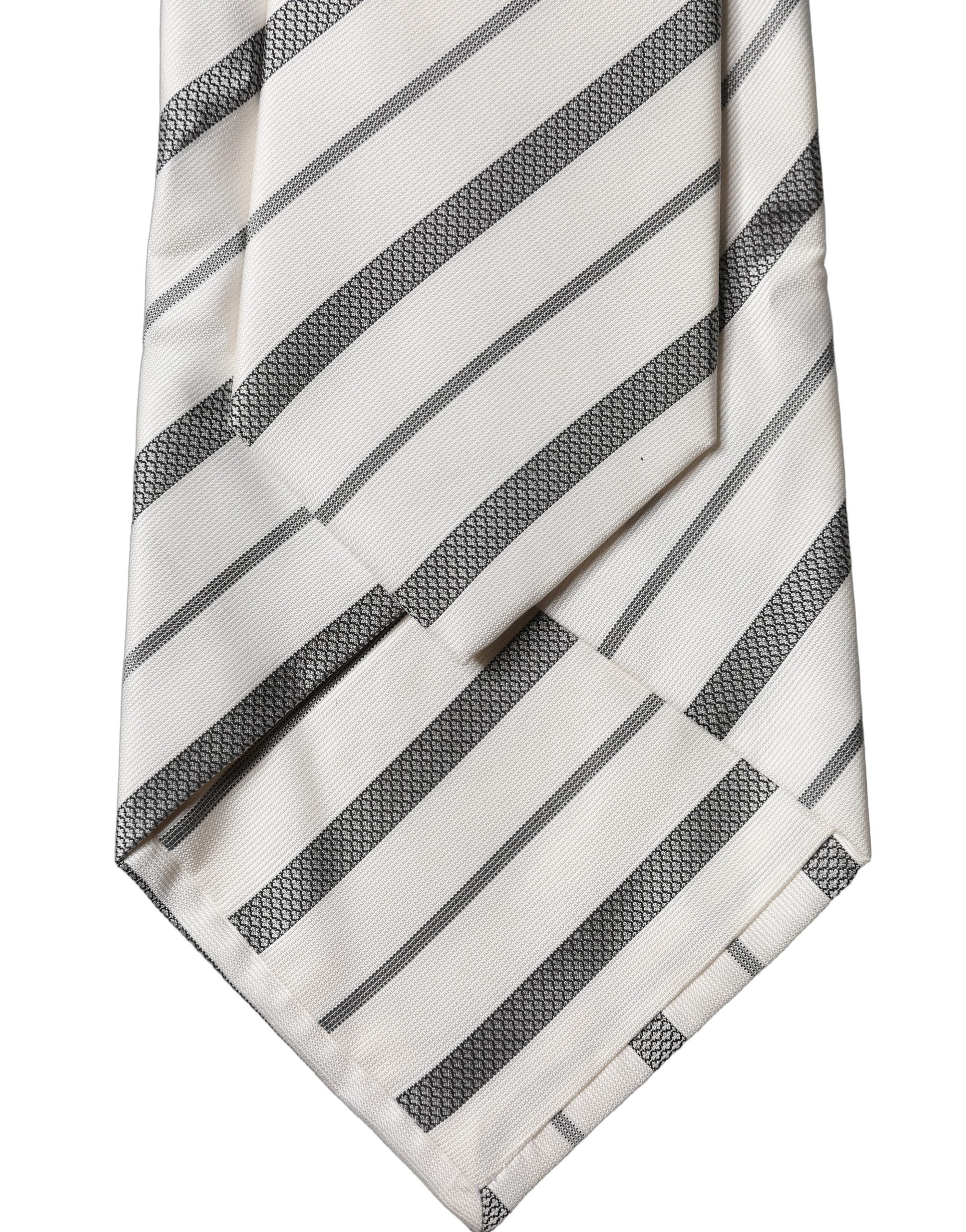 Dolce & Gabbana Black White Stripes Silk Adjustable Women Necktie Tie Dolce & Gabbana