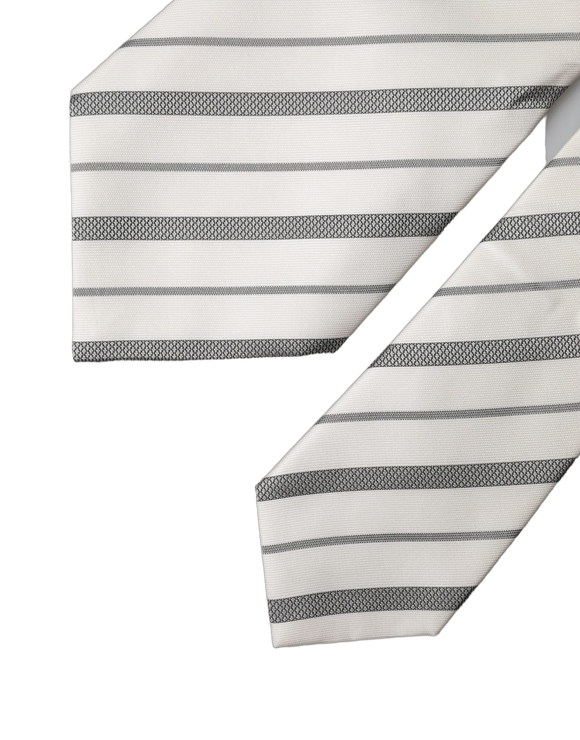 Dolce & Gabbana Black White Stripes Silk Adjustable Women Necktie Tie Dolce & Gabbana