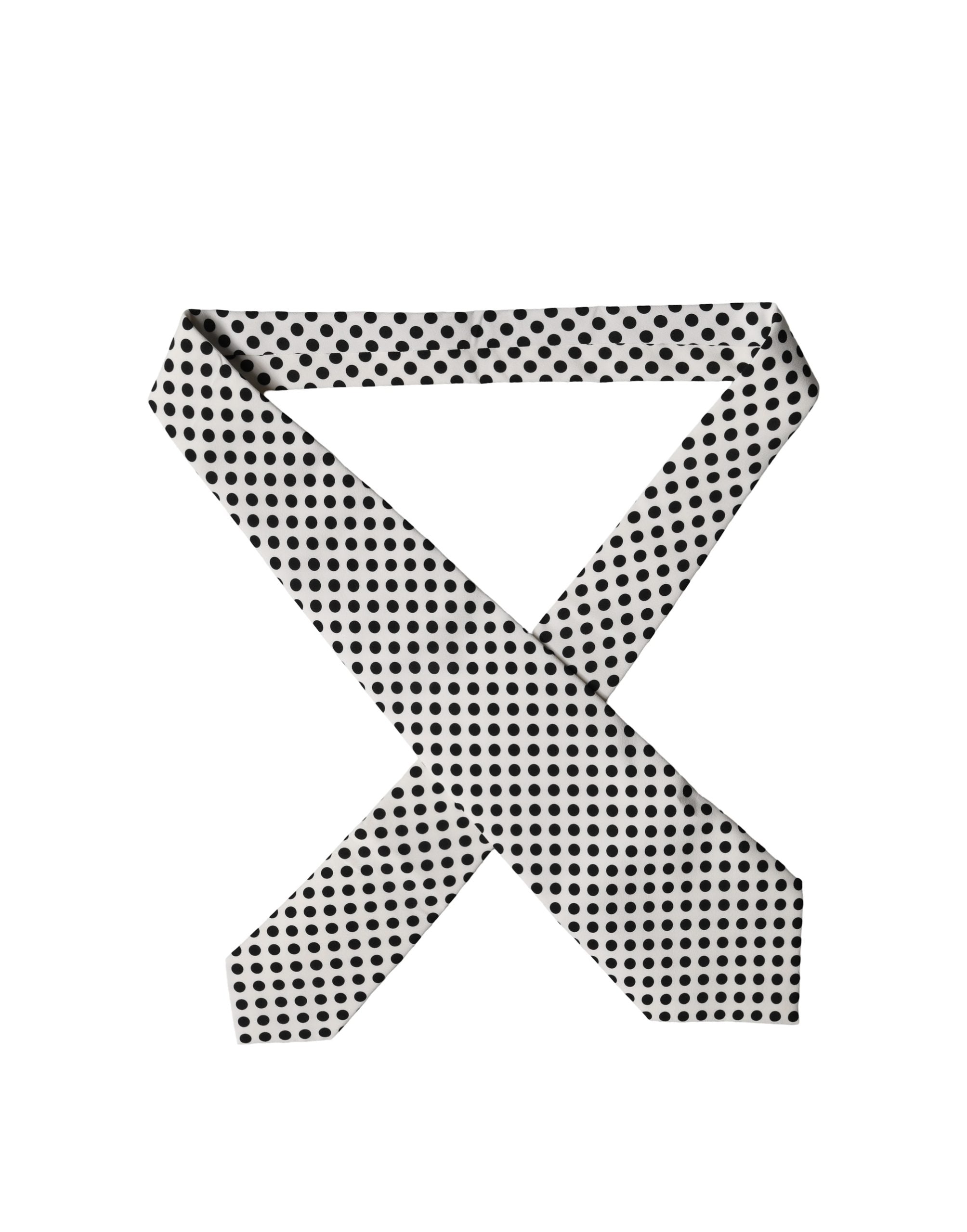 Dolce & Gabbana White Black Polka Dot Silk Adjustable Women Necktie Tie Dolce & Gabbana