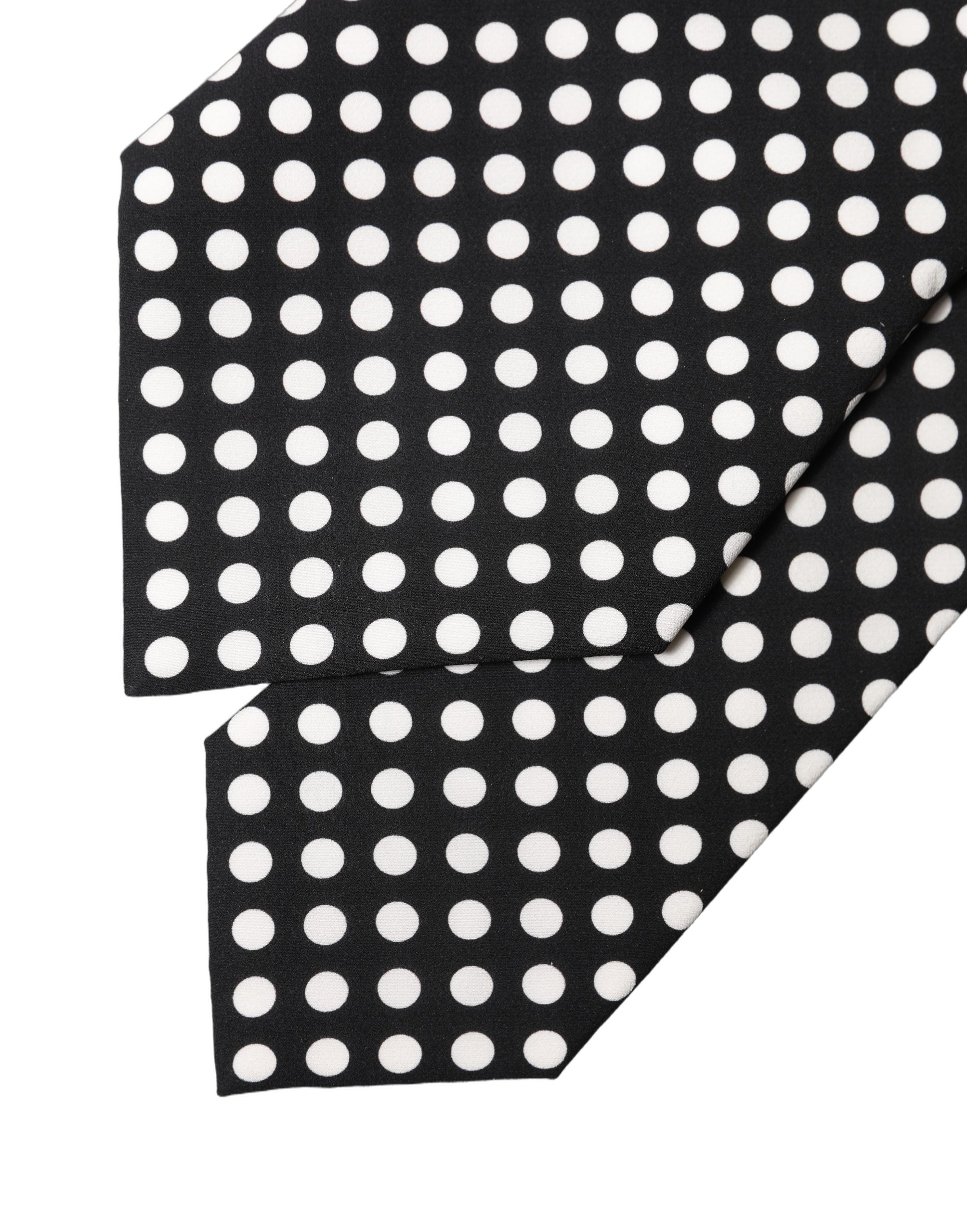 Dolce & Gabbana Black White Polka Dot Silk Adjustable Women Necktie Tie Dolce & Gabbana