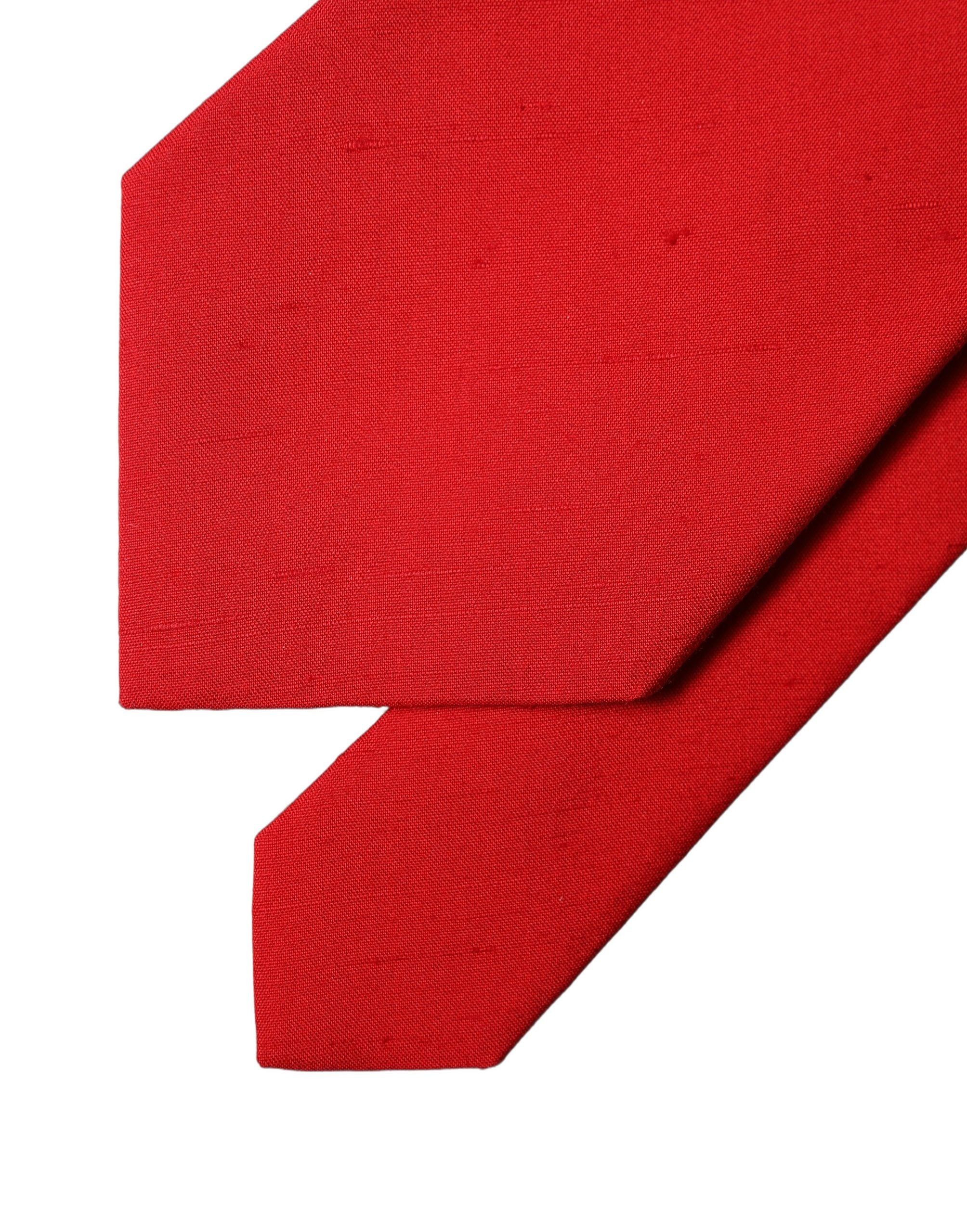 Dolce & Gabbana Red Solid Silk Cotton Adjustable Women Necktie Tie Dolce & Gabbana