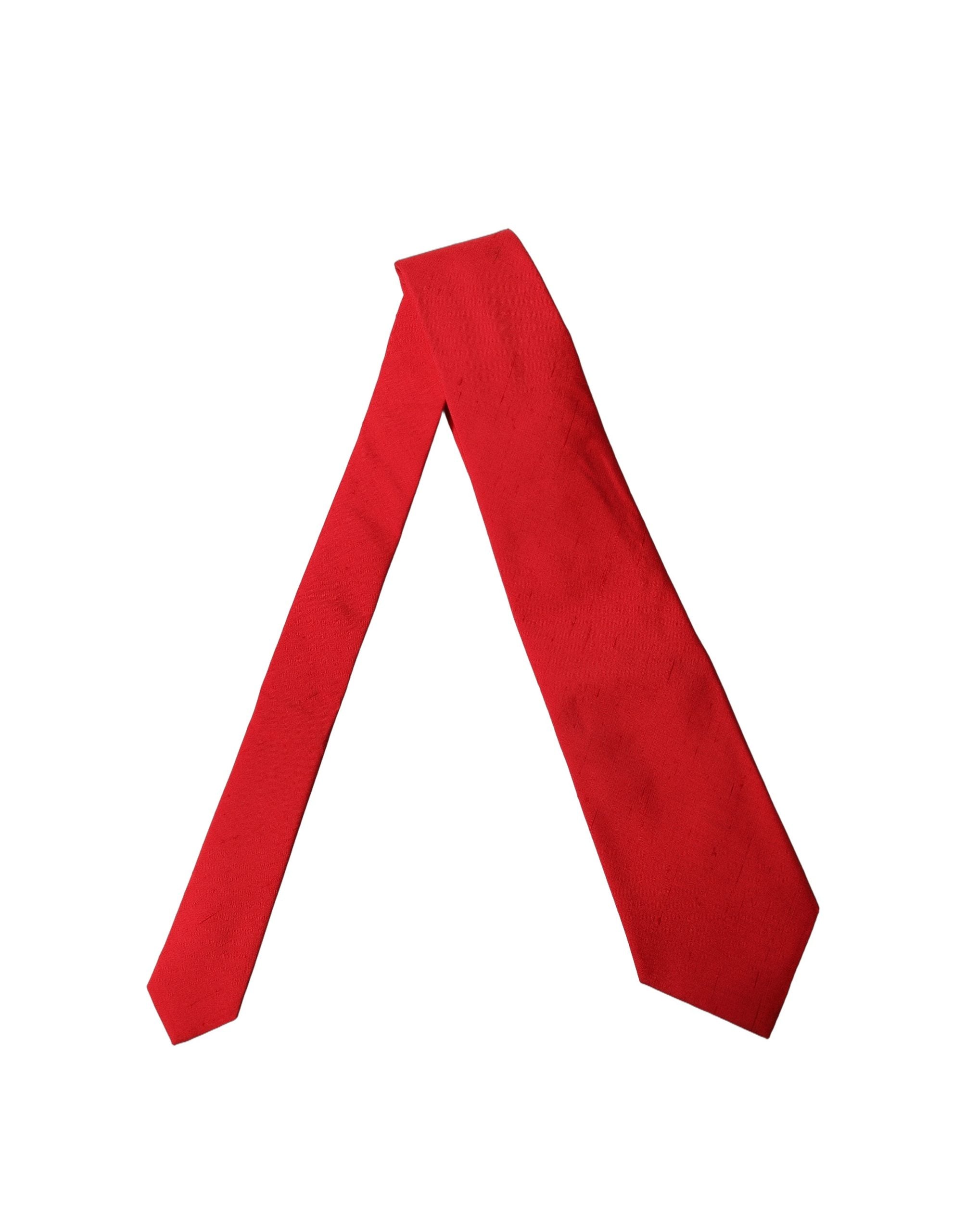 Dolce & Gabbana Red Solid Silk Cotton Adjustable Women Necktie Tie Dolce & Gabbana