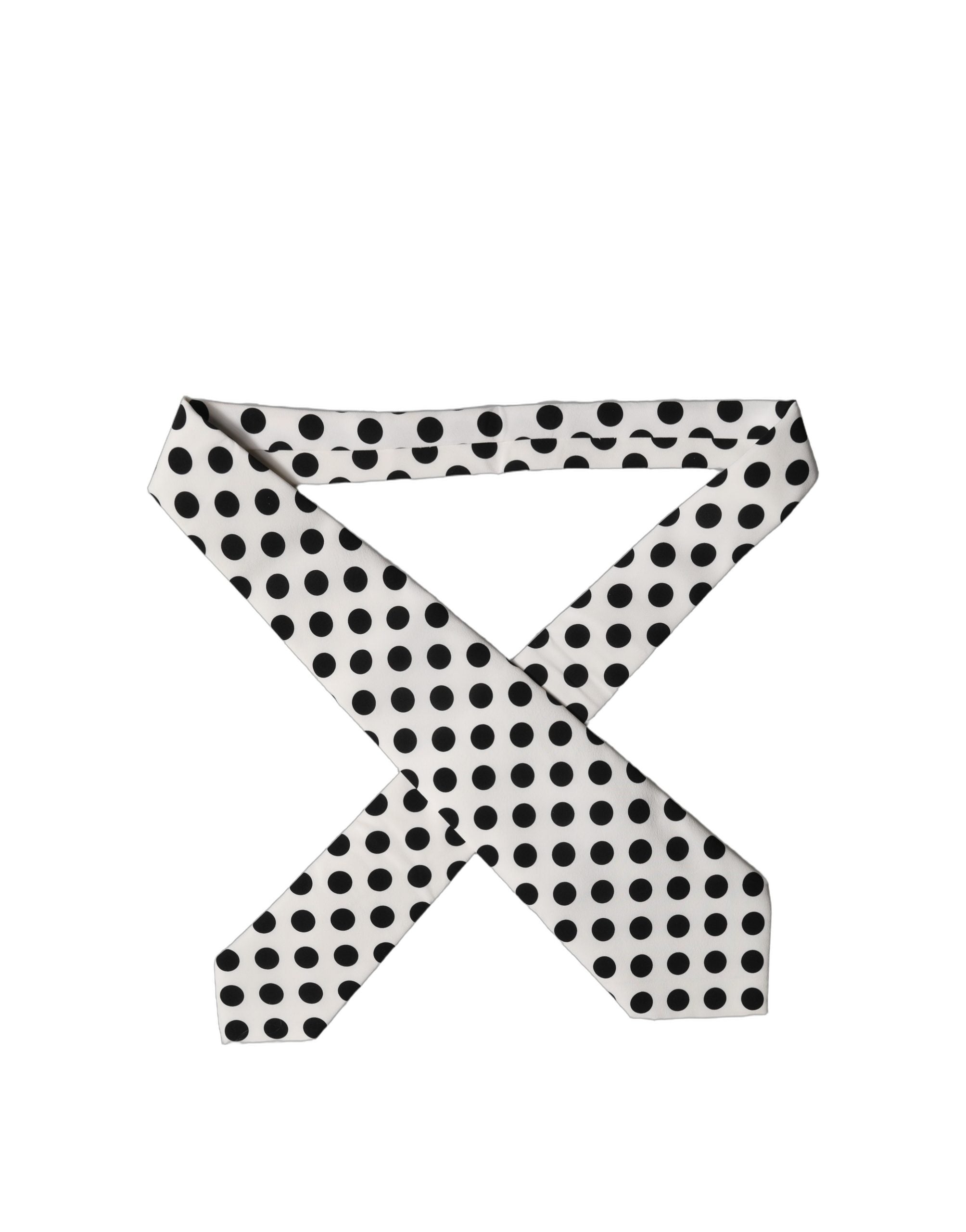 Dolce & Gabbana White Black Polka Dot Silk Adjustable Women Necktie Tie Dolce & Gabbana