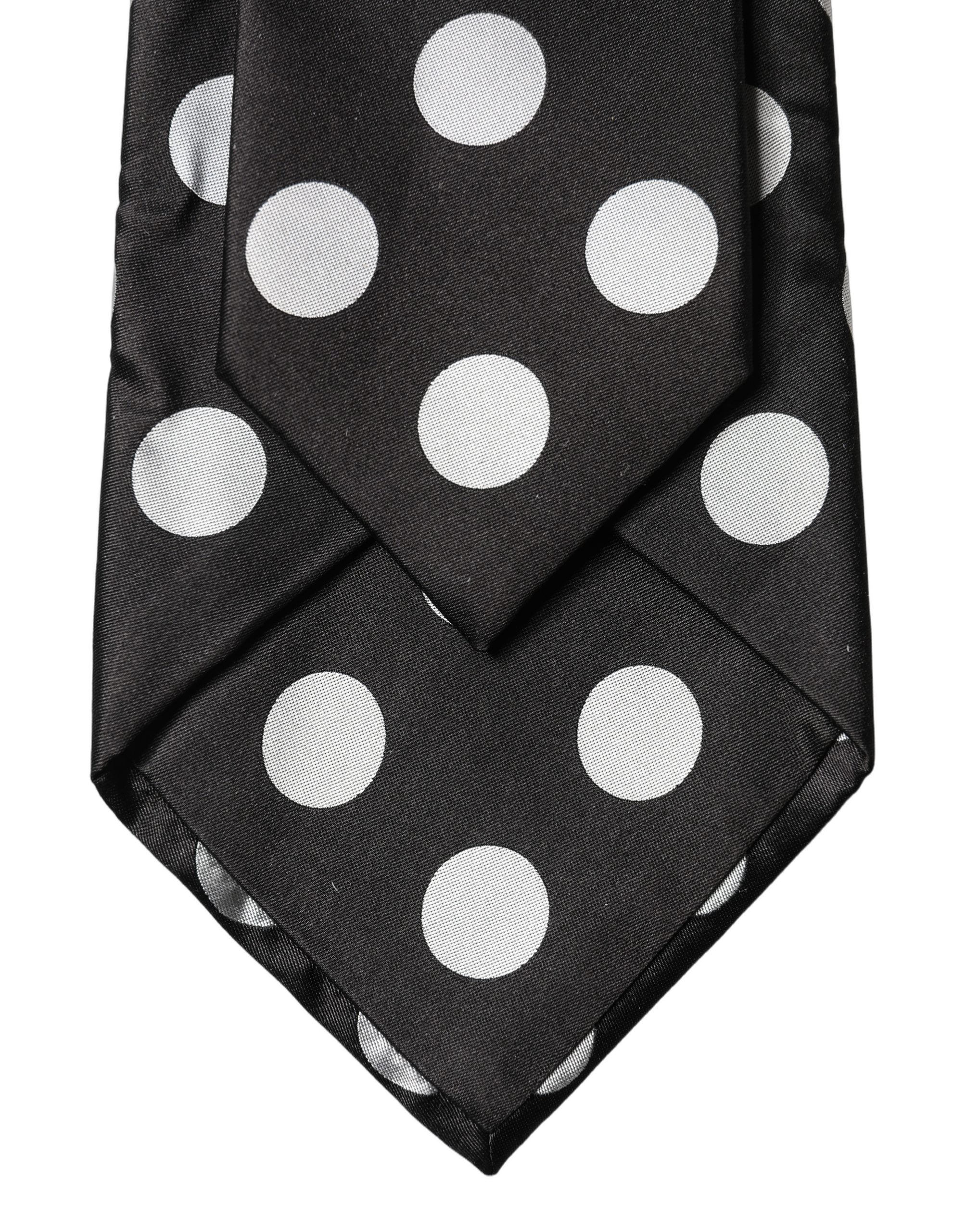 Dolce & Gabbana Black White Polka Dot Silk Adjustable Women Necktie Tie Dolce & Gabbana