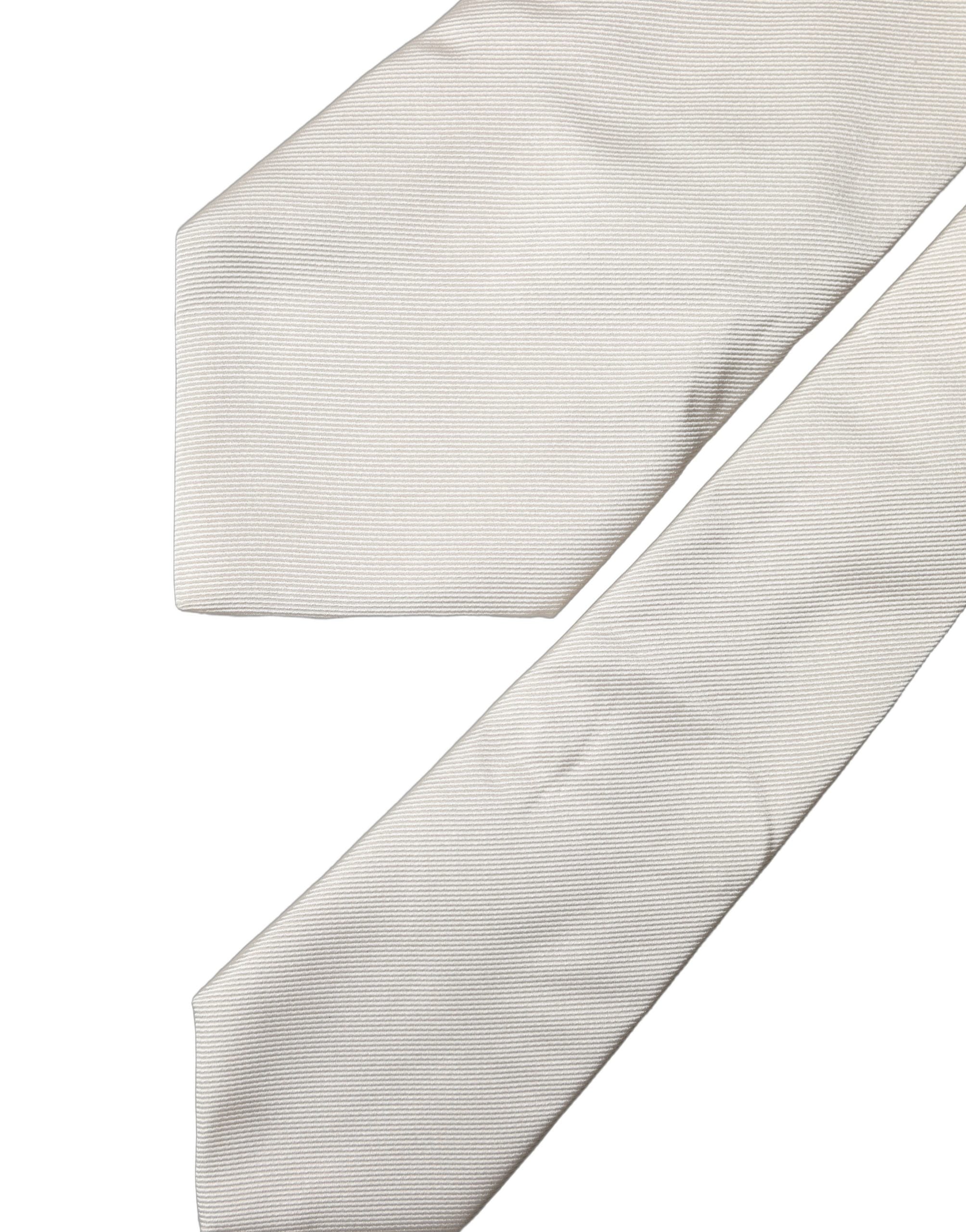 Dolce & Gabbana Off White Solid Silk Adjustable Women Tied Necktie Tie Dolce & Gabbana