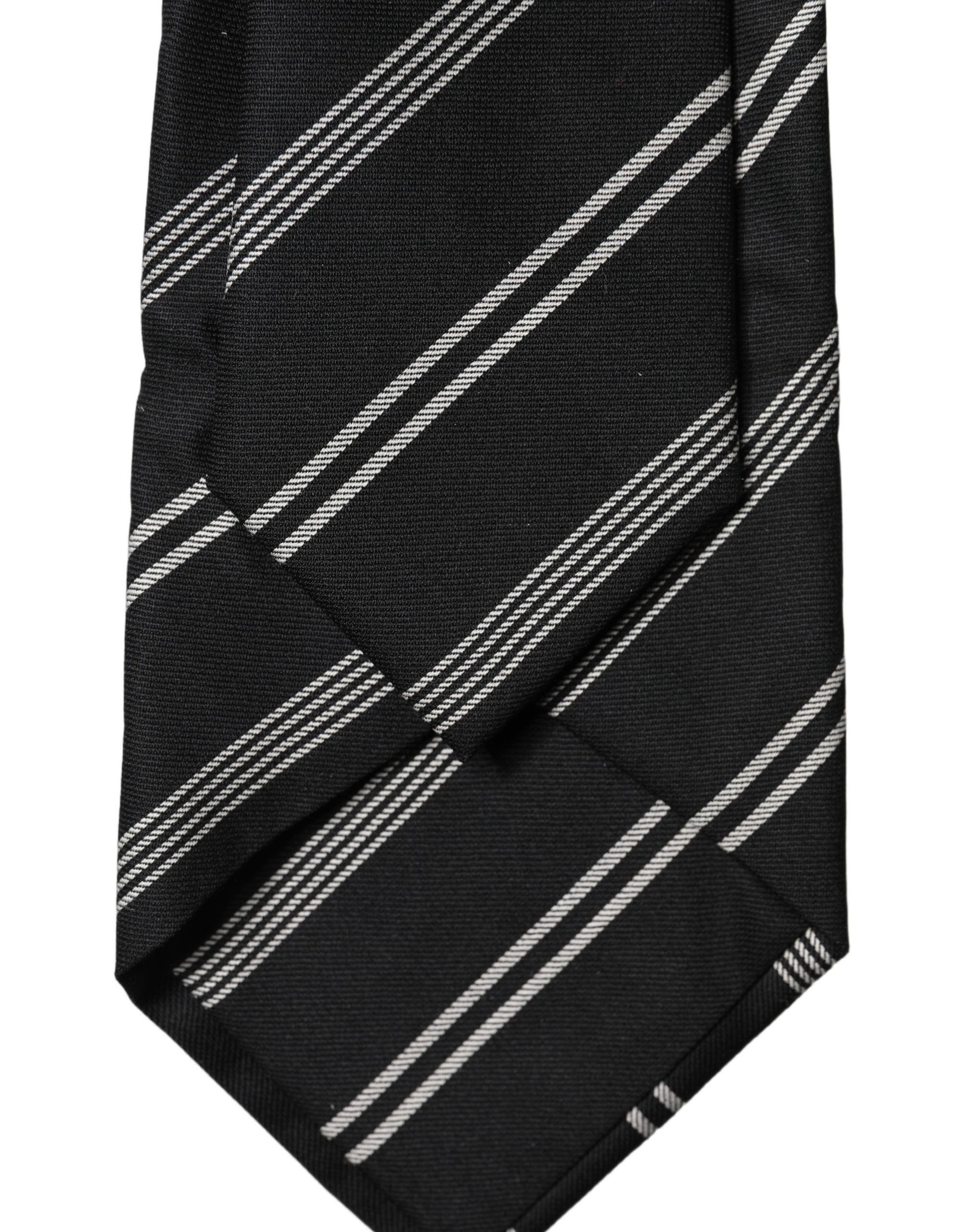 Dolce & Gabbana Black White Stripes Silk Adjustable Women Necktie Tie Dolce & Gabbana