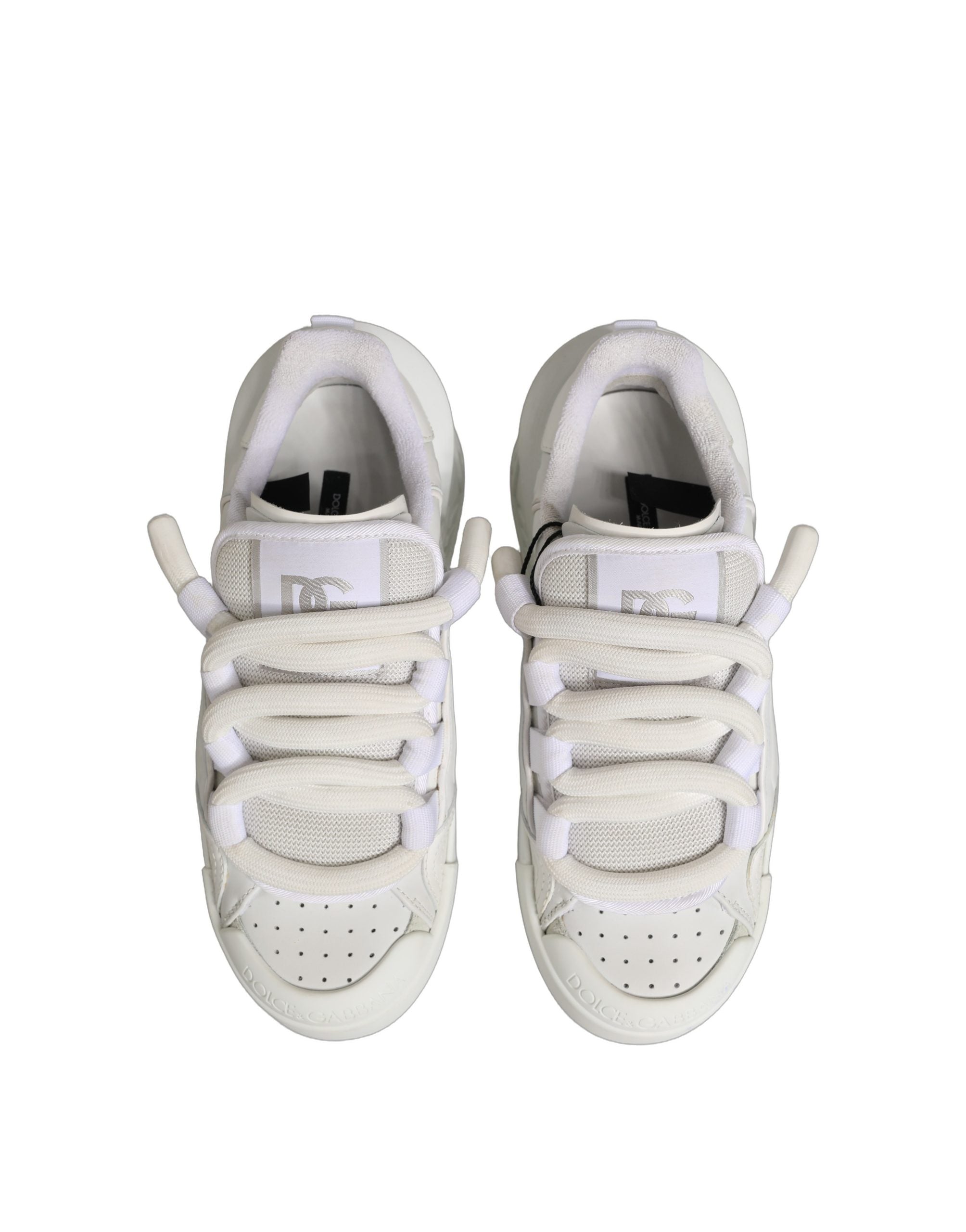 Dolce & Gabbana White Calfskin Leather Low Top Sneakers Shoes Dolce & Gabbana