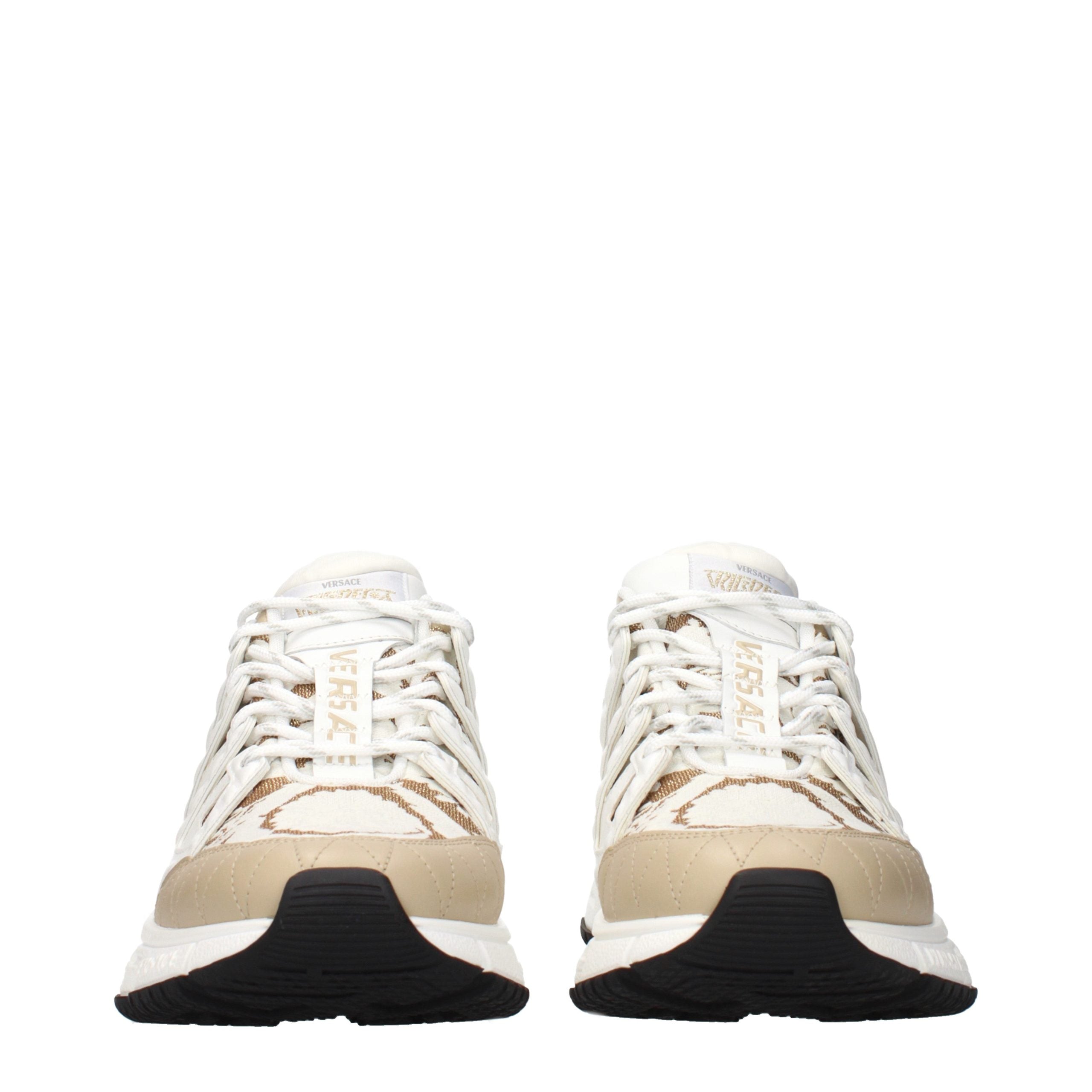 Versace White Fabric Athletic Sneakers Versace