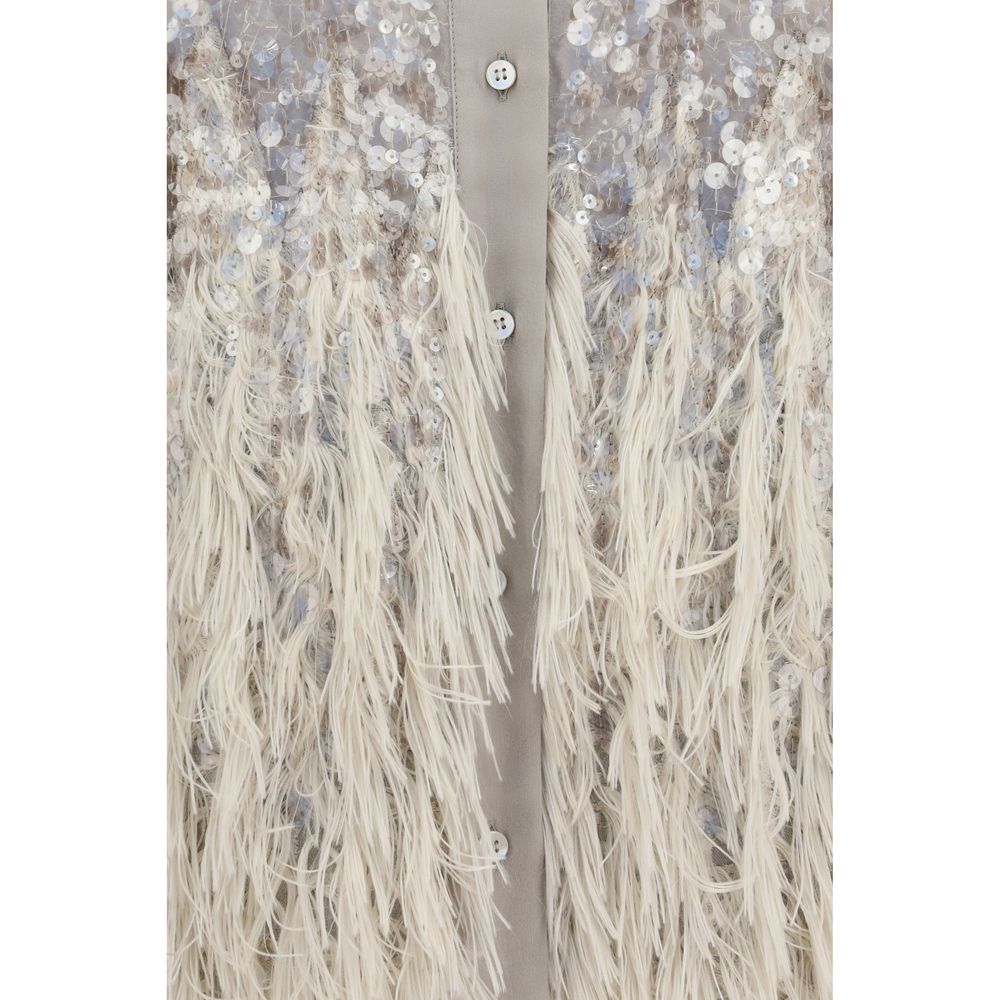 Brunello Cucinelli Beige Silk Shortsleeve Shirt Brunello Cucinelli