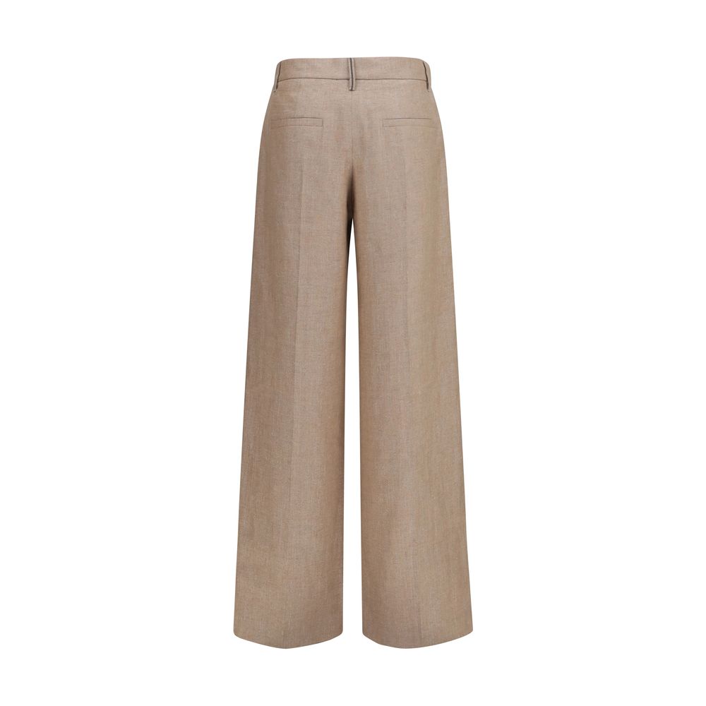 Brunello Cucinelli Beige Linen Casual Pants Brunello Cucinelli