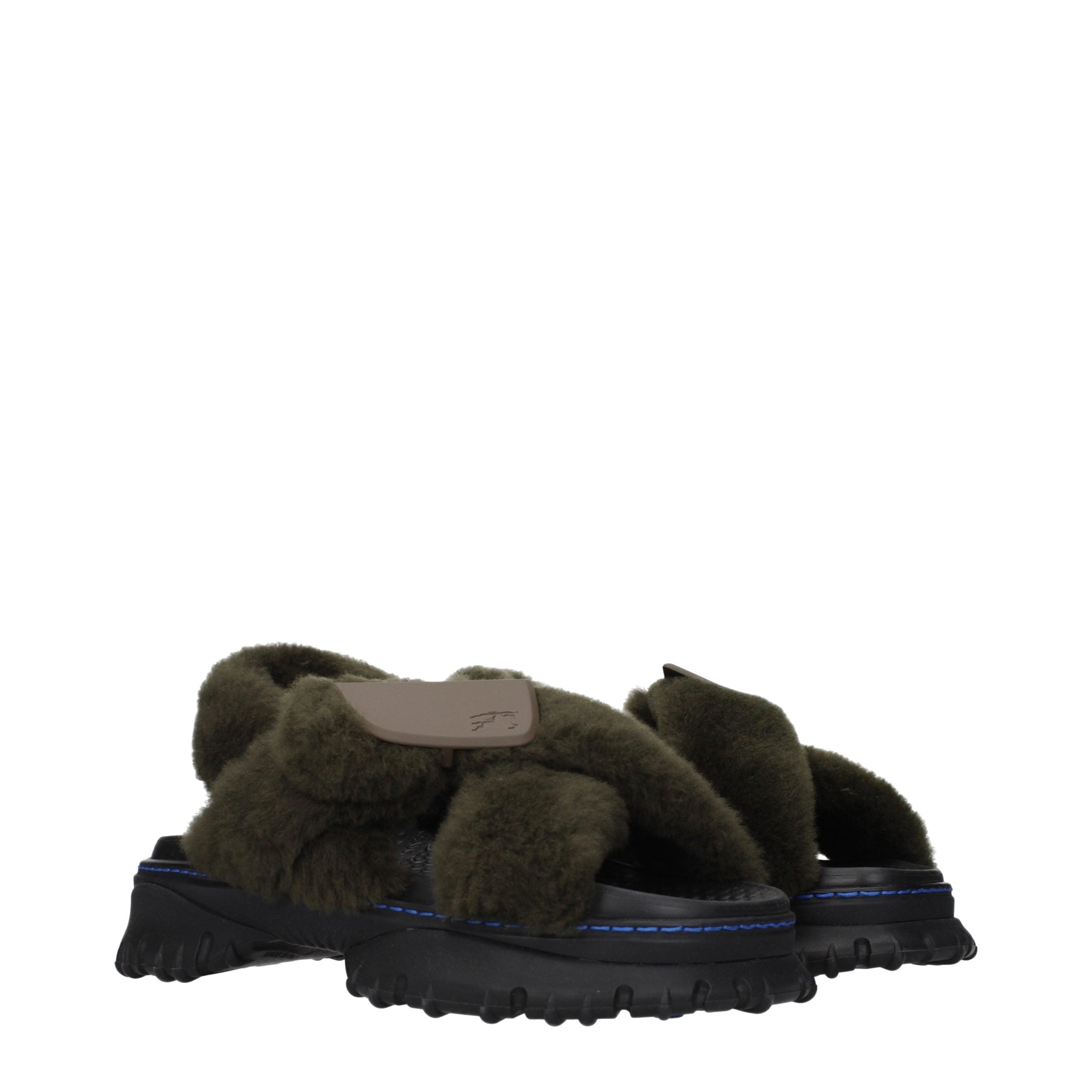 Burberry Green Fur Slippers Burberry