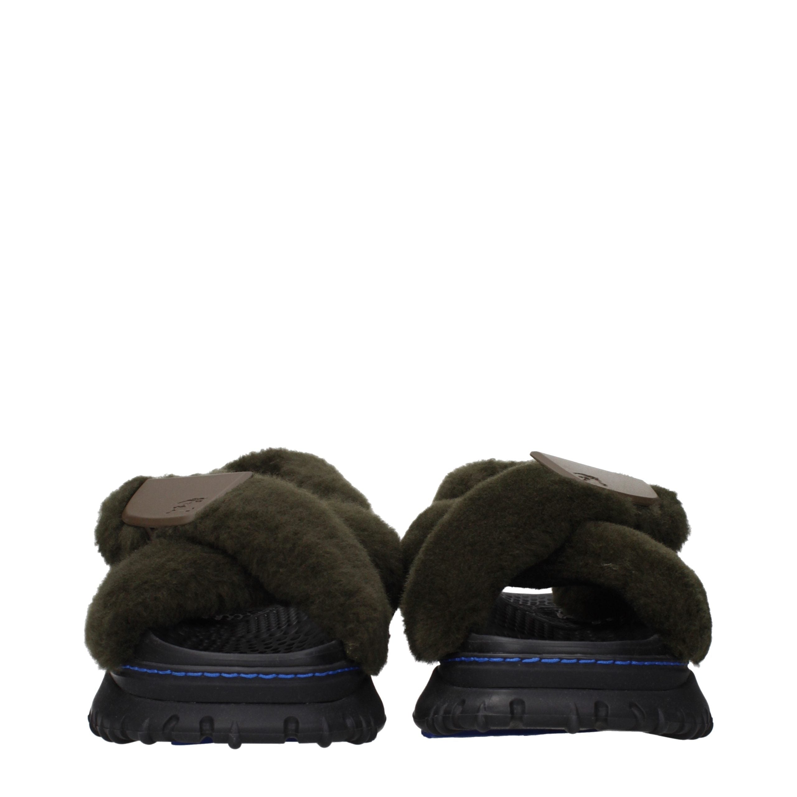 Burberry Green Fur Slippers Burberry