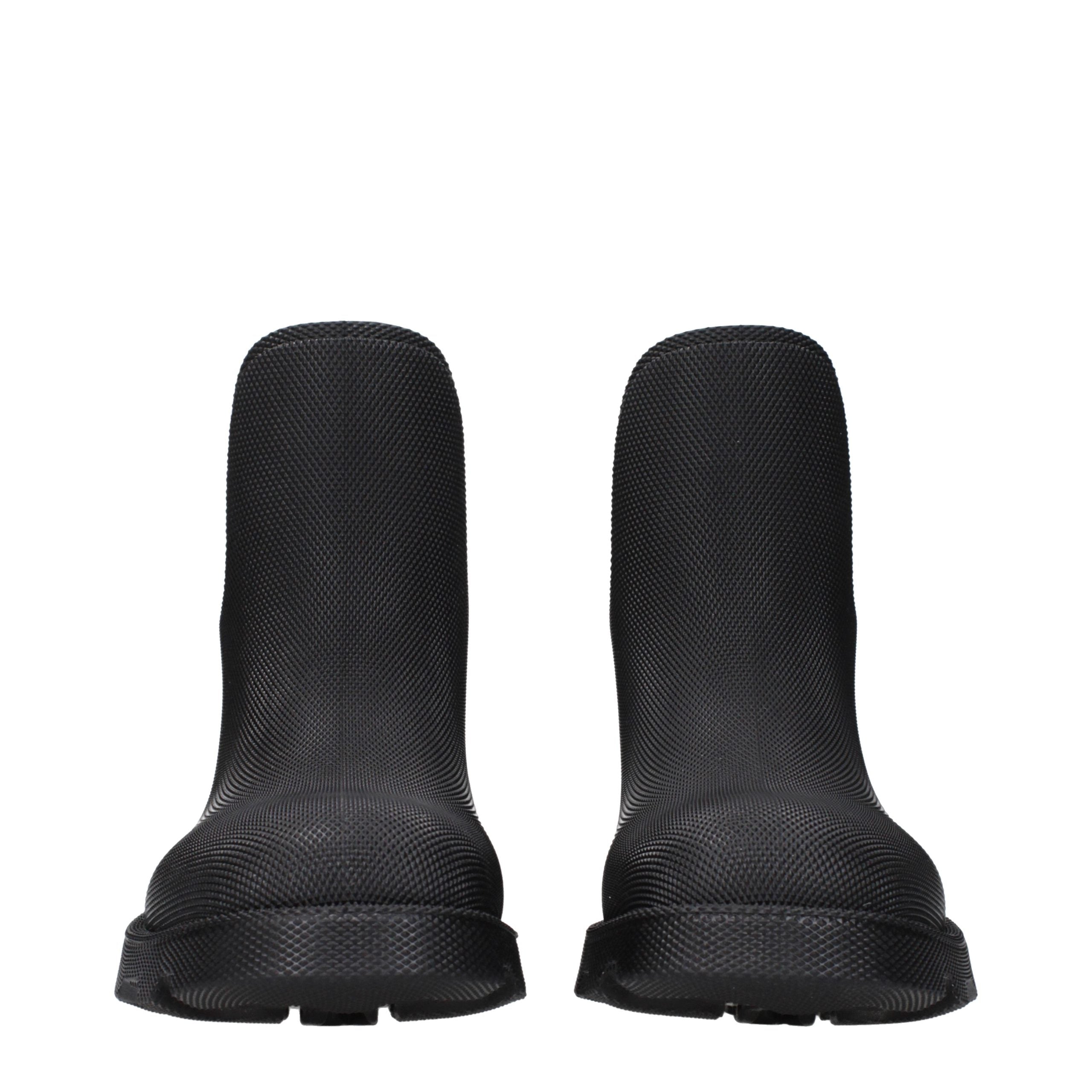 Burberry Black Cotton Ankle Boots Burberry
