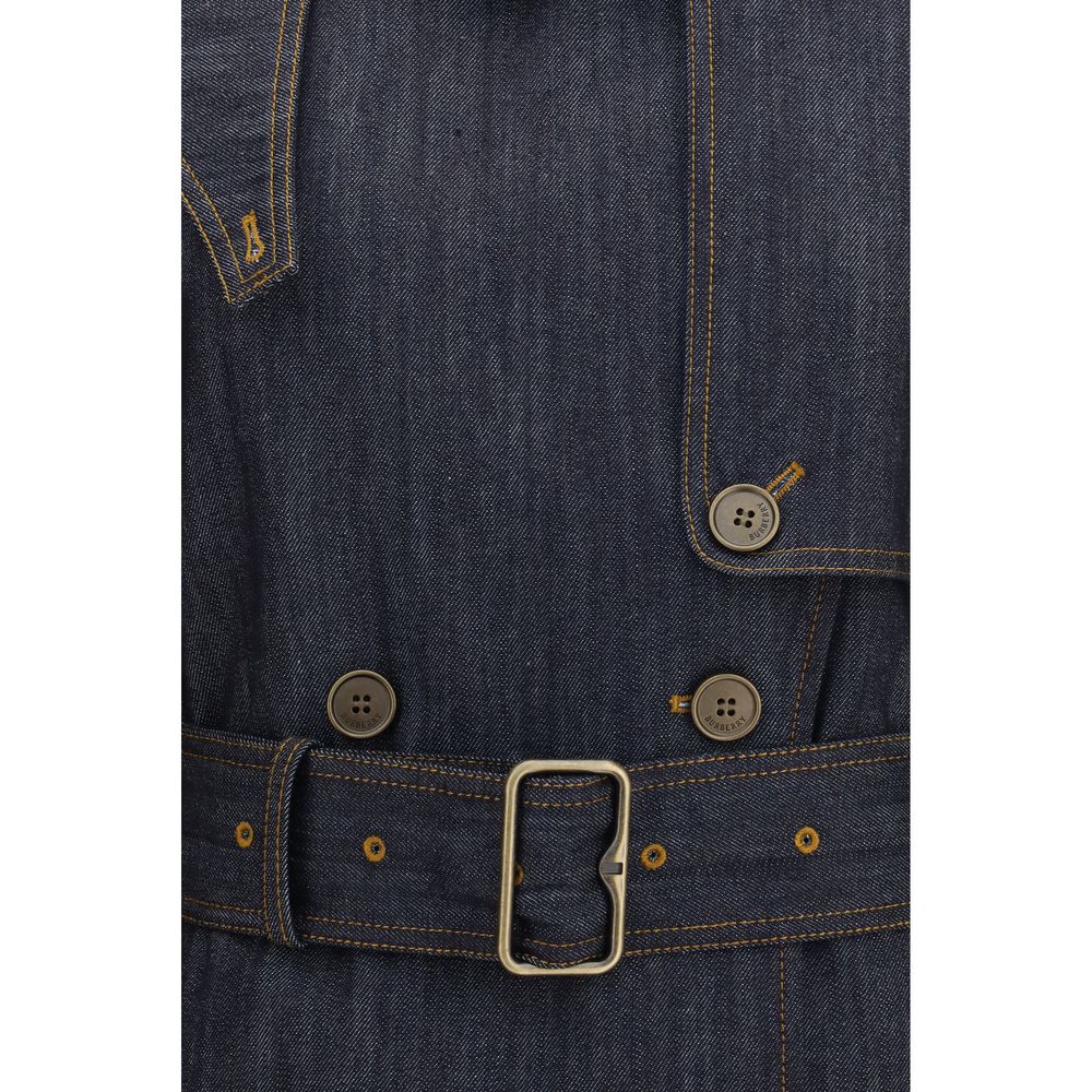 Burberry Blue Cotton Trench Coat Burberry