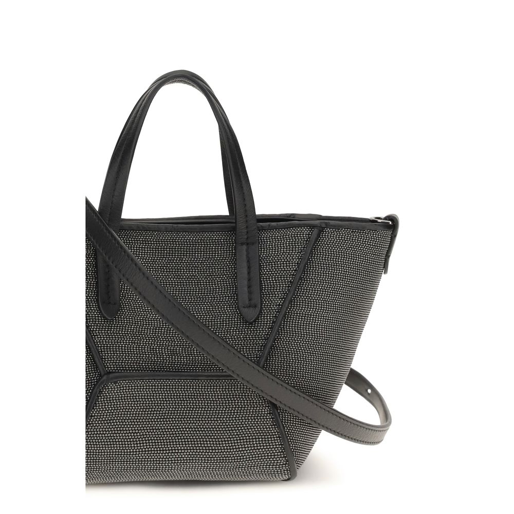 Brunello Cucinelli Black Calf Leather Bos Taurus Shoulder Bag Brunello Cucinelli