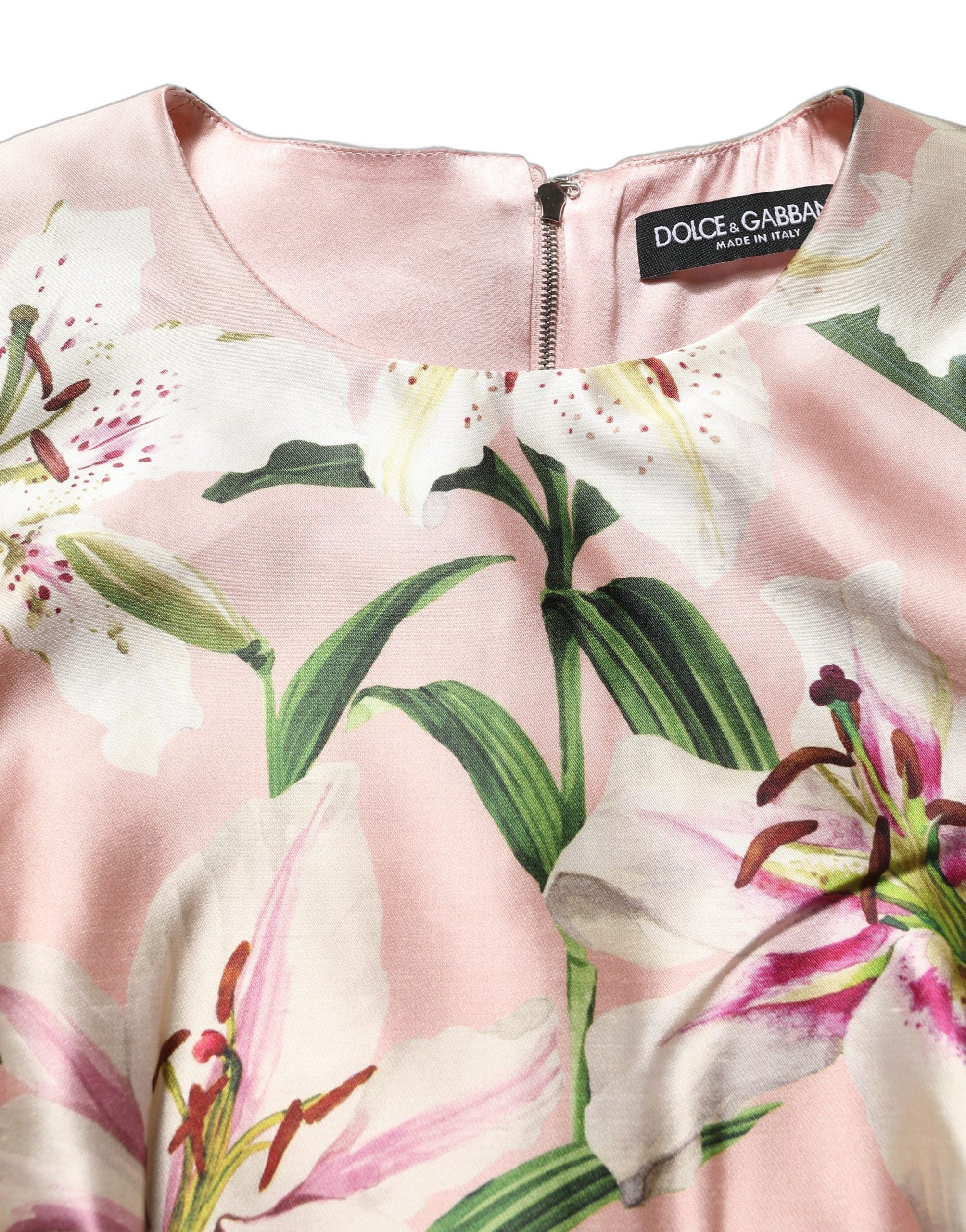 Dolce & Gabbana Light Pink LilyPrint Sleeveless Sheath Dress Dolce & Gabbana