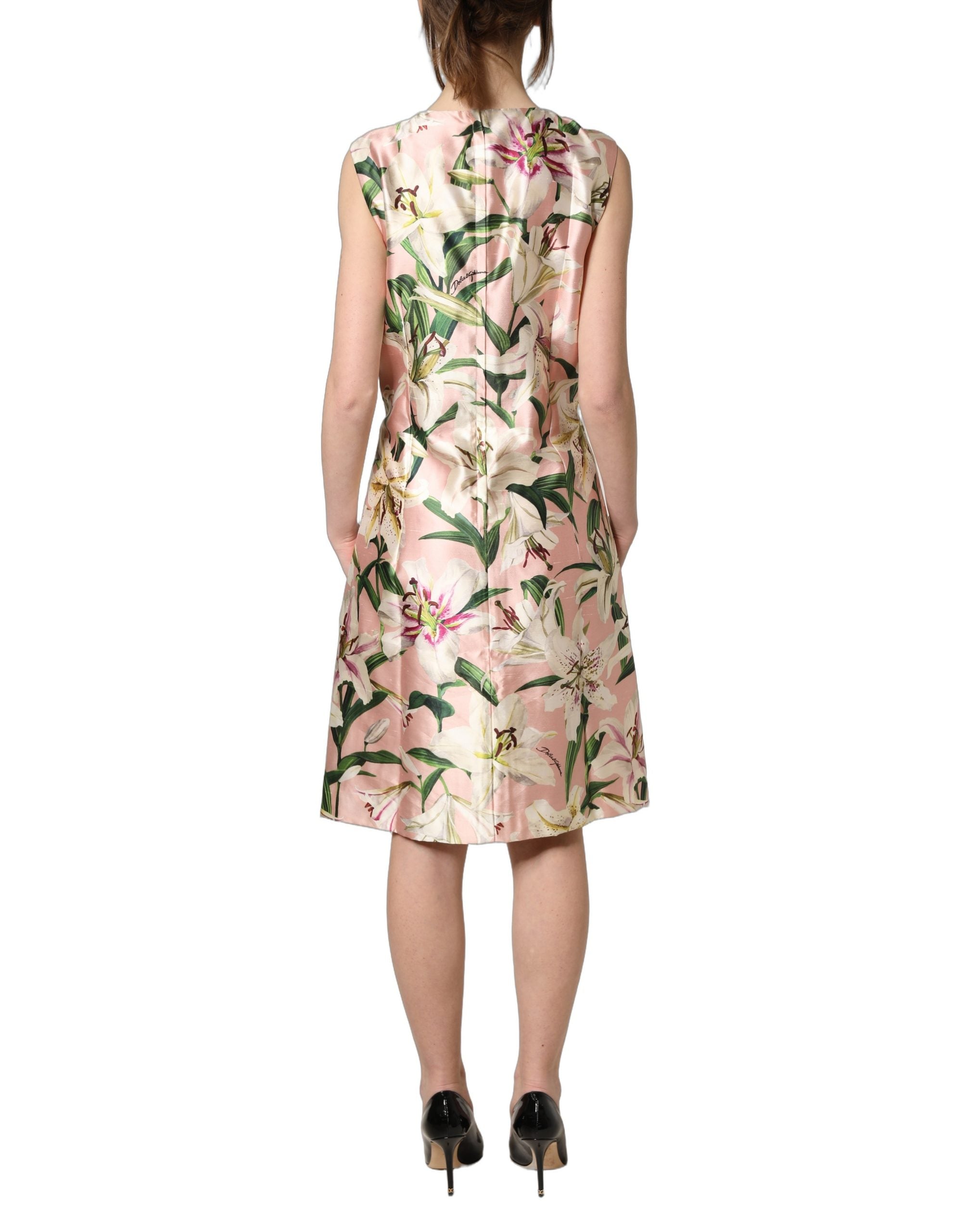 Dolce & Gabbana Light Pink LilyPrint Sleeveless Sheath Dress Dolce & Gabbana