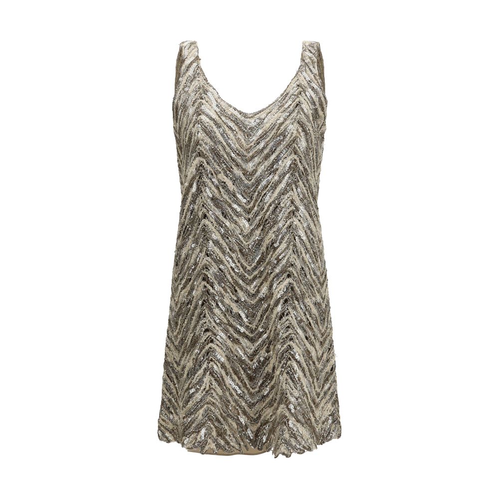 Brunello Cucinelli Beige Paper Cocktail Dress Brunello Cucinelli