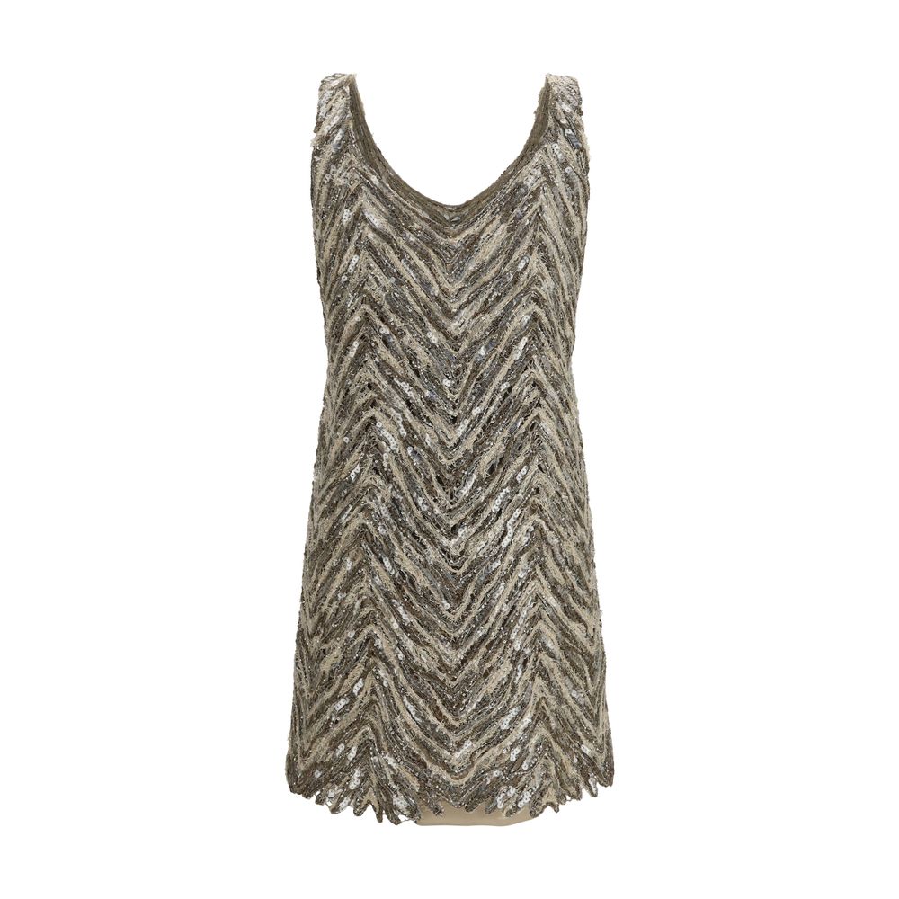 Brunello Cucinelli Beige Paper Cocktail Dress Brunello Cucinelli