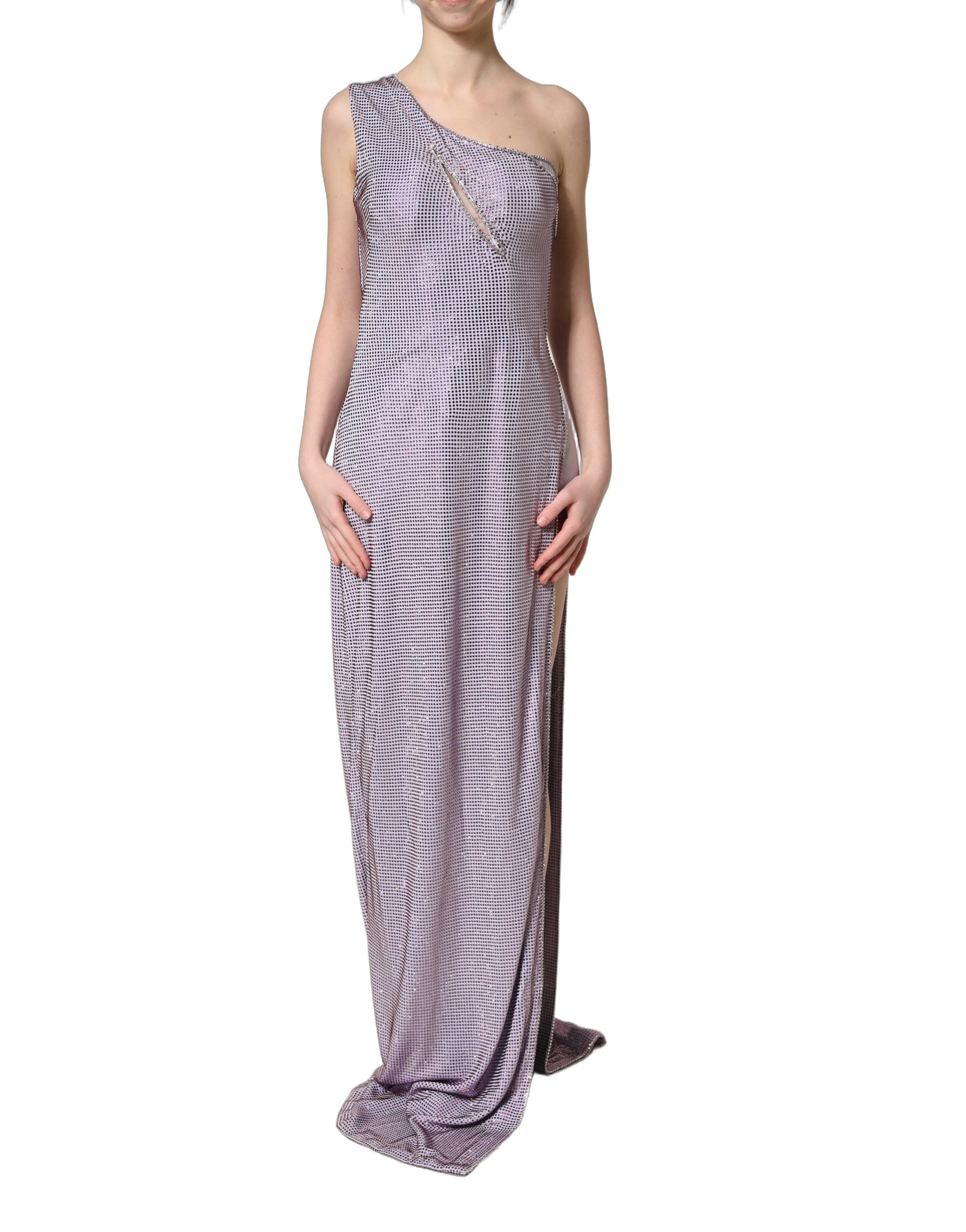Dolce & Gabbana Purple Crystal OneShoulder EveningGown Dress Dolce & Gabbana