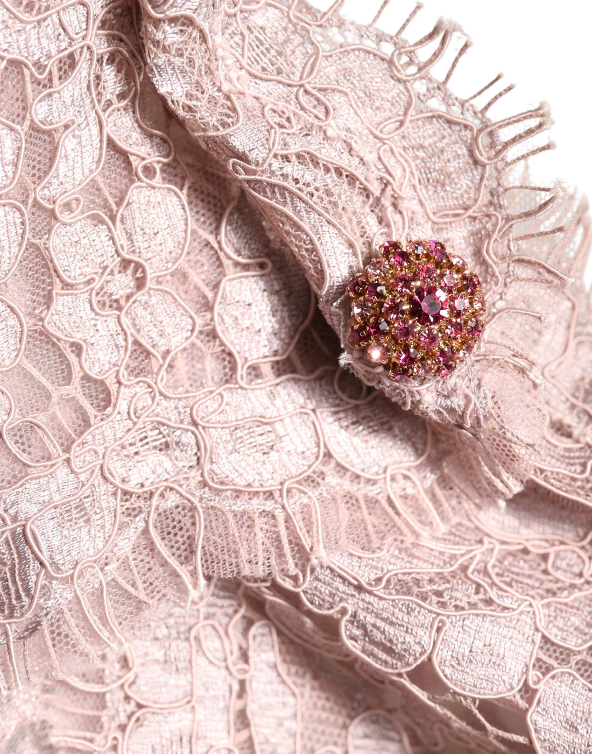 Dolce & Gabbana Pink Lace Long Sleeves Evening Gown Dress Dolce & Gabbana