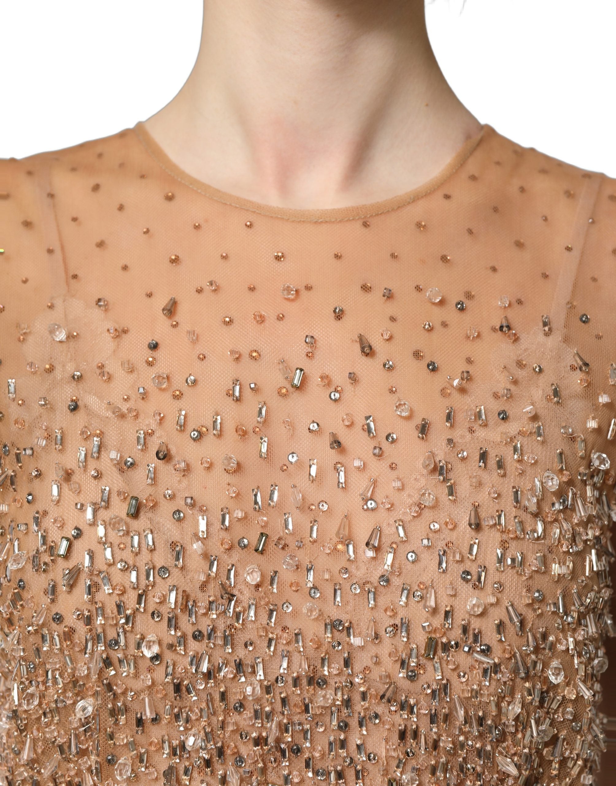 Dolce & Gabbana Brown Crystal Embellished Mermaid Gown Dress Dolce & Gabbana