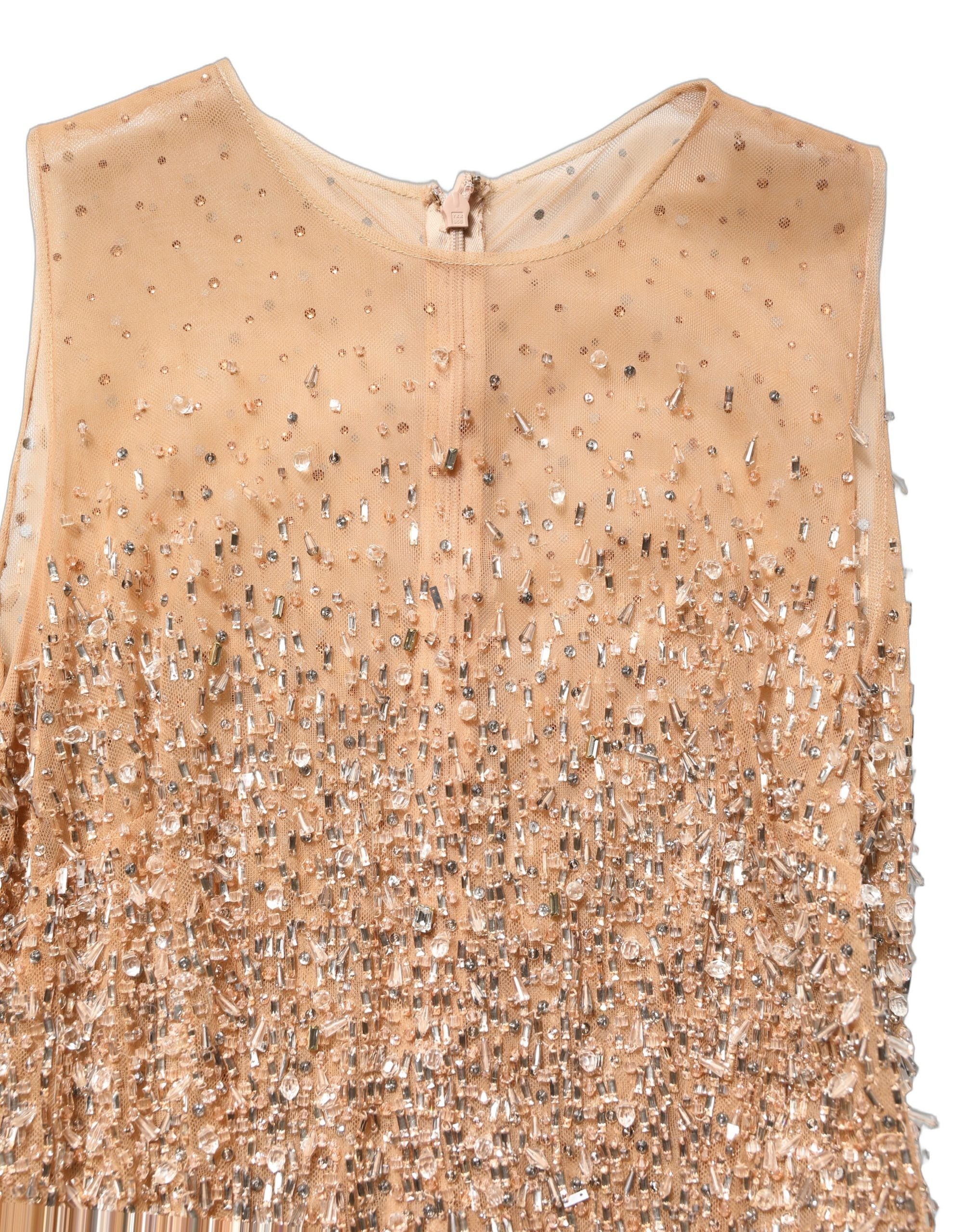 Dolce & Gabbana Brown Crystal Embellished Mermaid Gown Dress Dolce & Gabbana