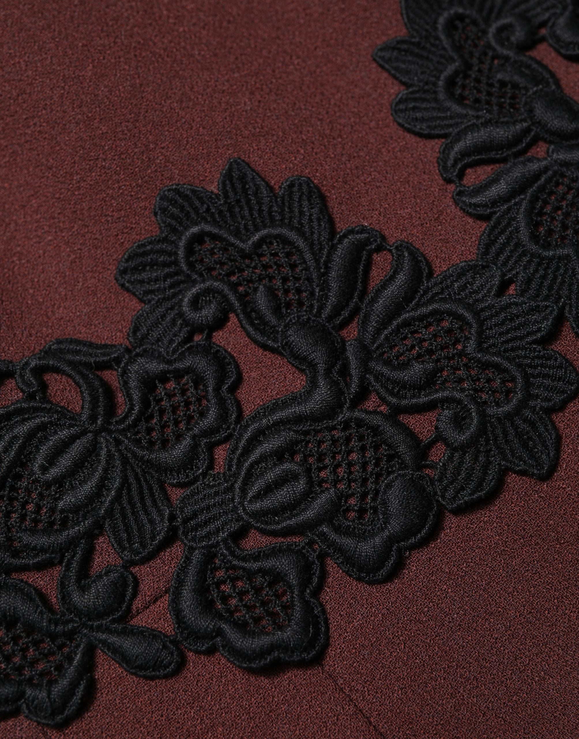 Dolce & Gabbana Maroon Lace Sleeveless Knee Length Dress Dolce & Gabbana