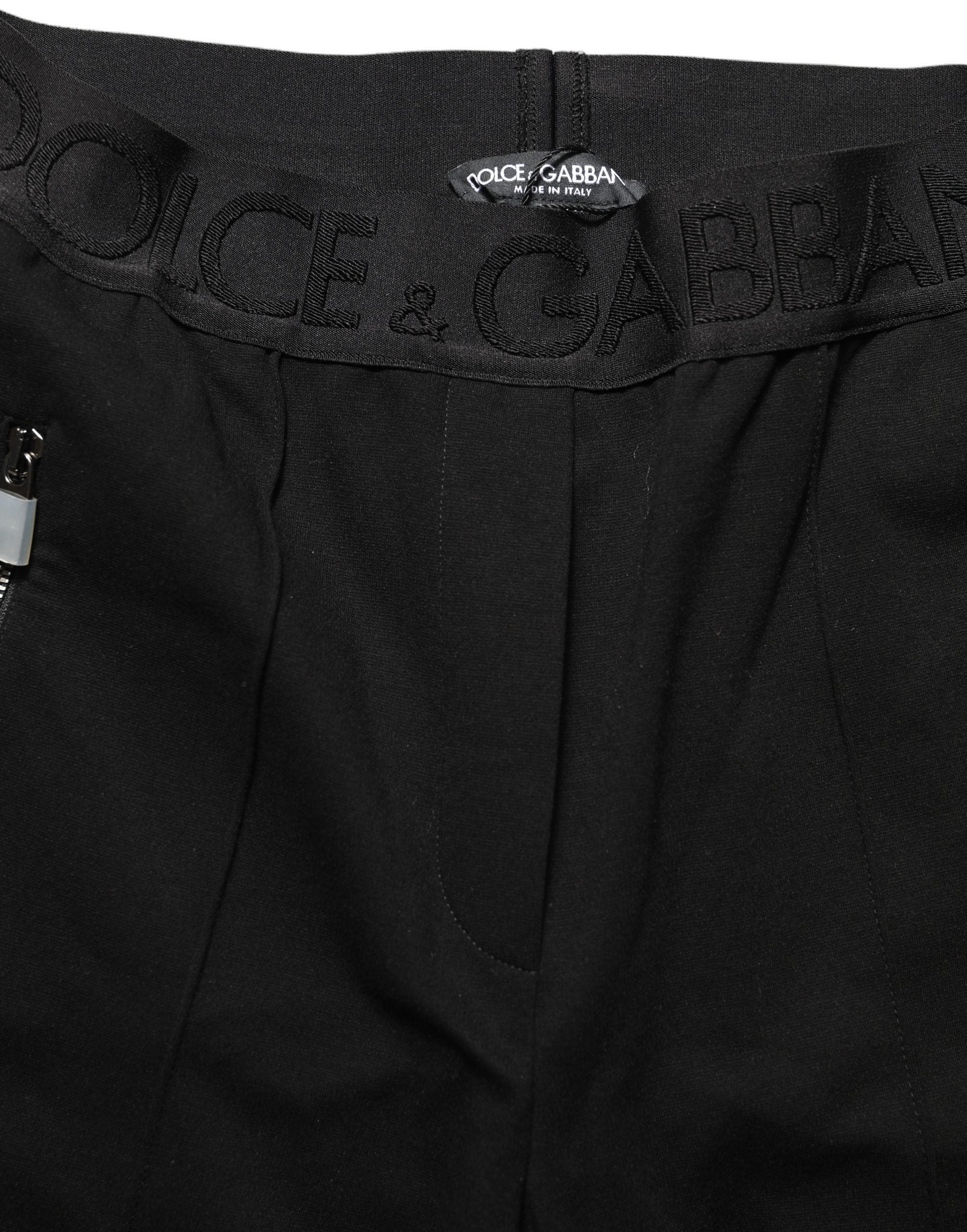 Dolce & Gabbana Black Viscose Mid Waist Skinny Trouser Pants Dolce & Gabbana