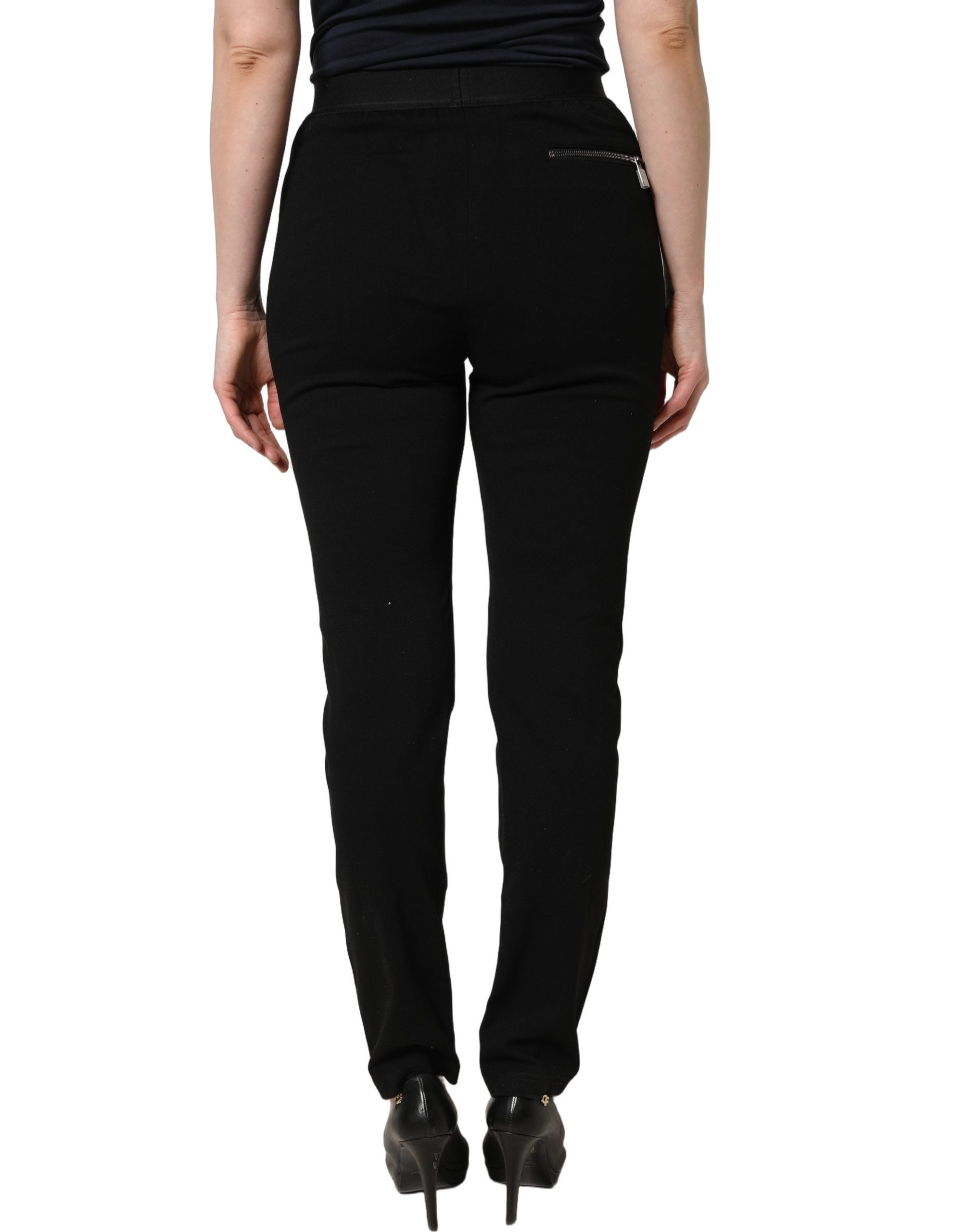 Dolce & Gabbana Black Viscose Mid Waist Skinny Trouser Pants Dolce & Gabbana